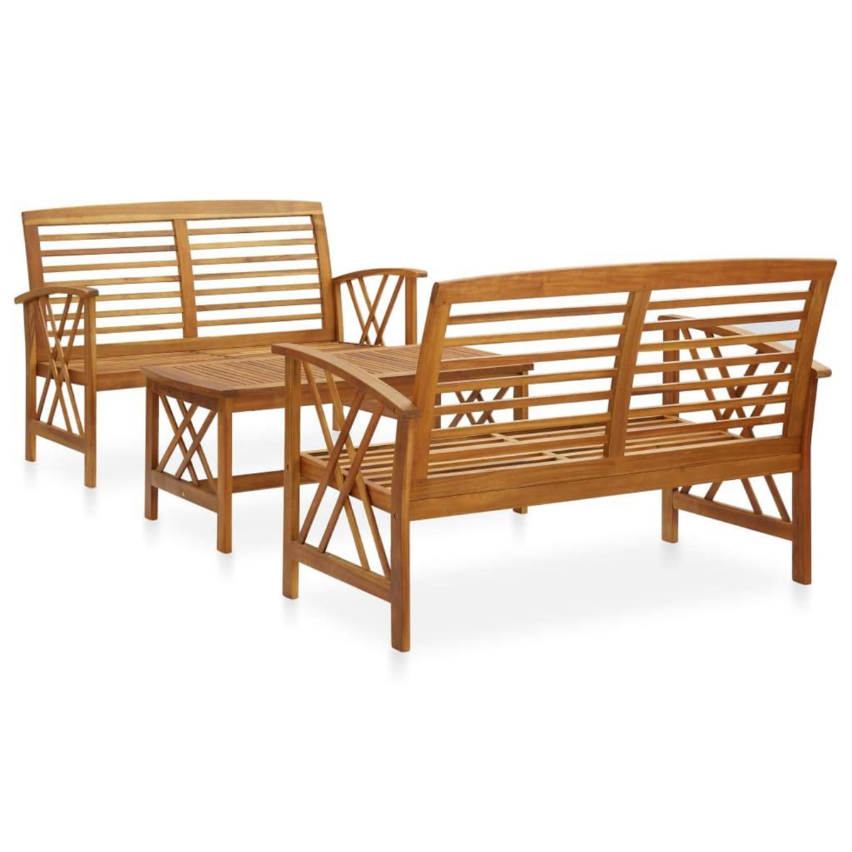 VIDAXL Salon de jardin 3 pcs Bois d'acacia solide