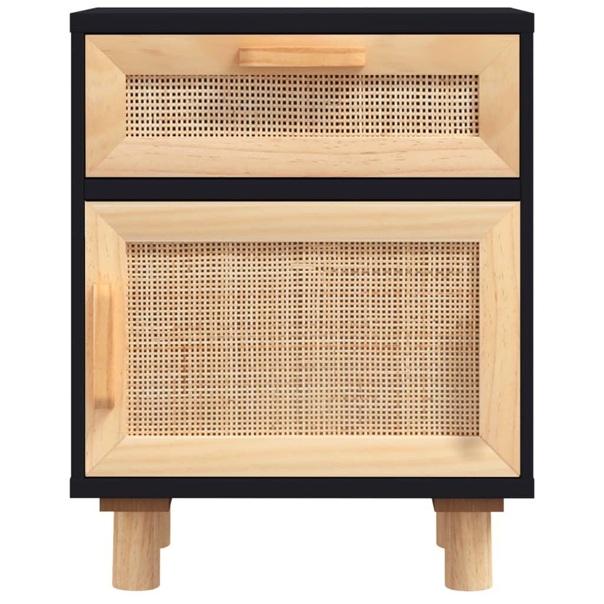Voir la diapositive 5 : VIDAXL Tables de chevet 2 pcs Noir Bois de pin massif et rotin naturel