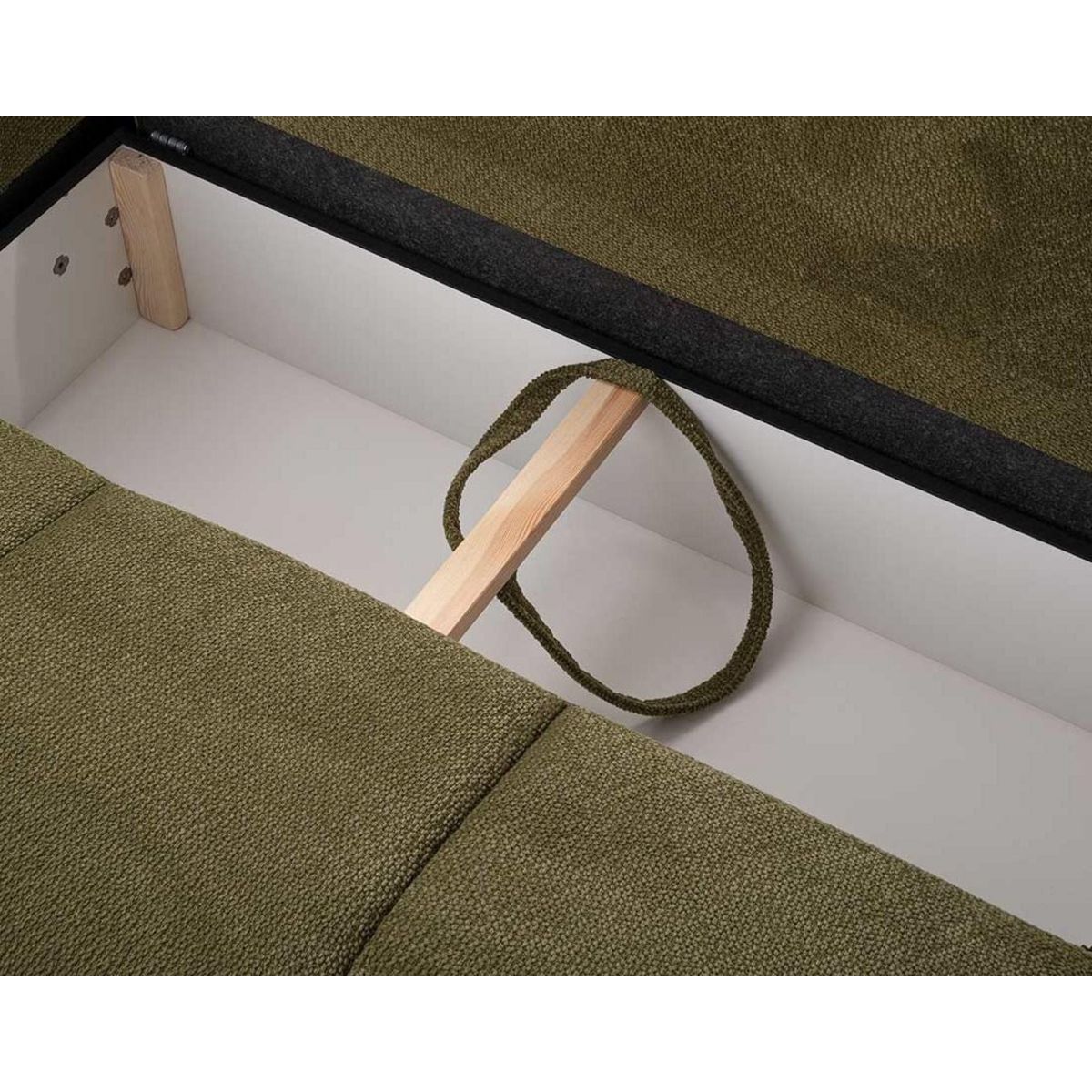 BEST MOBILIER Leonie - canapé d'angle droit 4 places convertible avec coffre en velours texturé