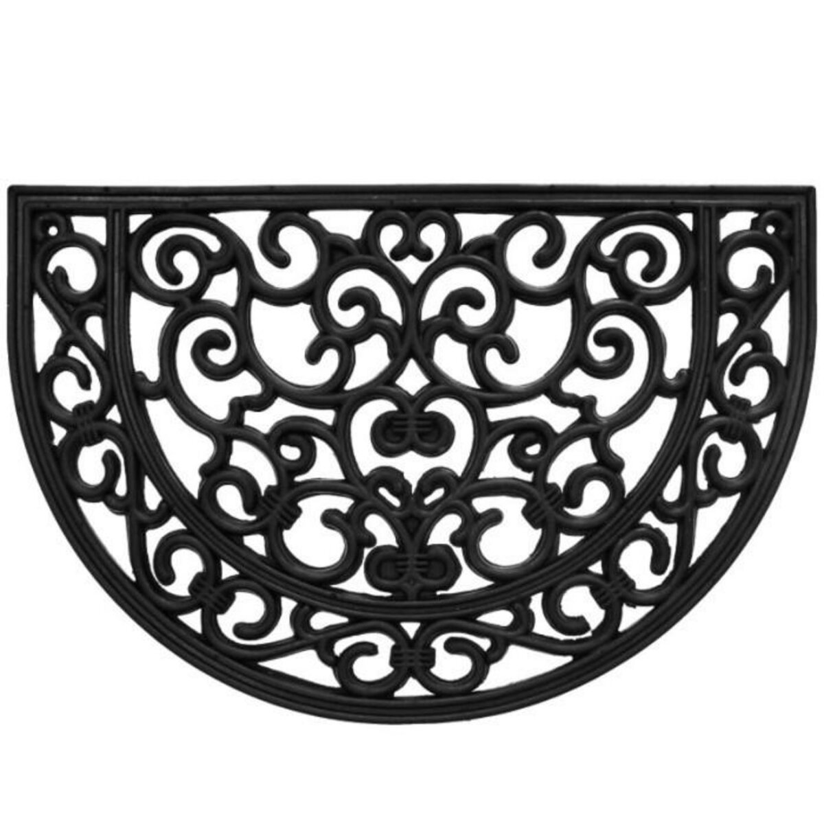 Paris Prix Tapis d'Entrée Demi-Lune Baroque  Odelin  40x60cm Noir