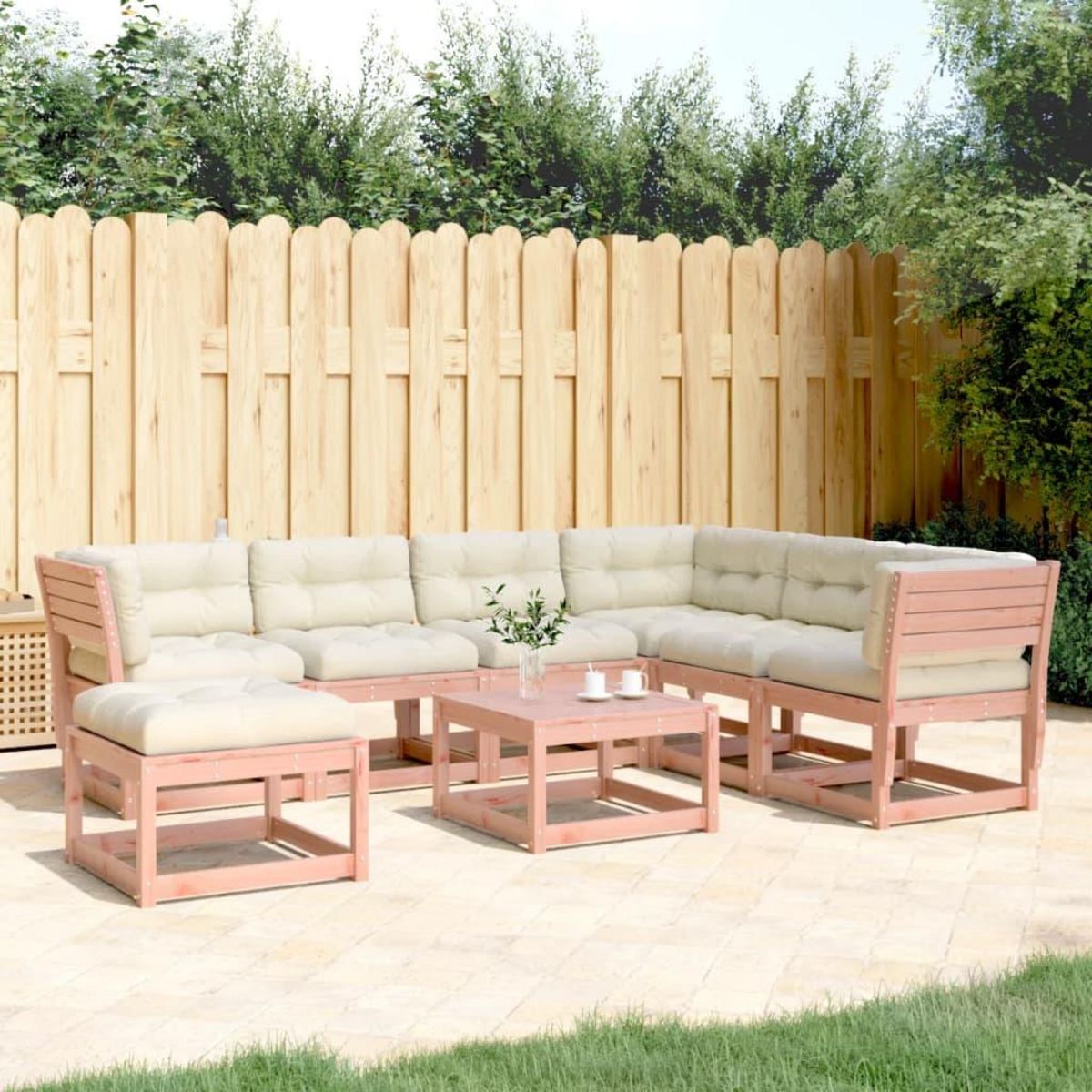 VIDAXL Salon de jardin 7 pcs avec coussins bois massif douglas