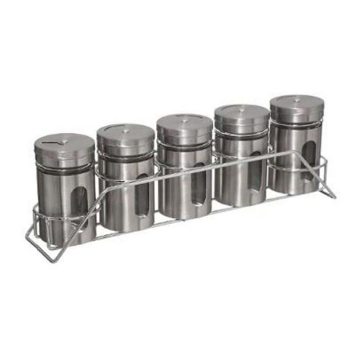FIVE Lot de 5 Pots à Épices  Rack  28cm Argent