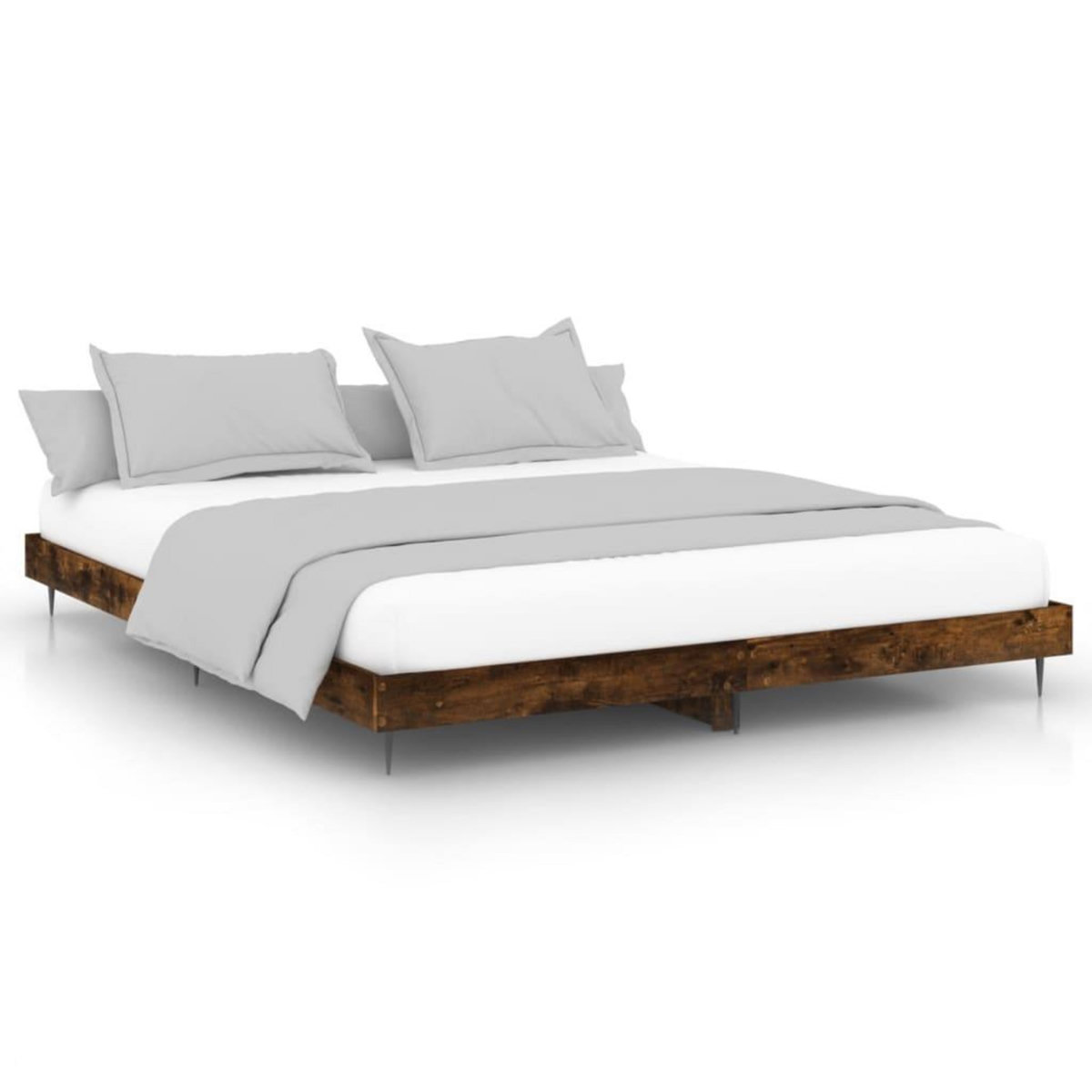 VIDAXL Cadre de lit sans matelas chene fume 200x200 cm bois ingenierie