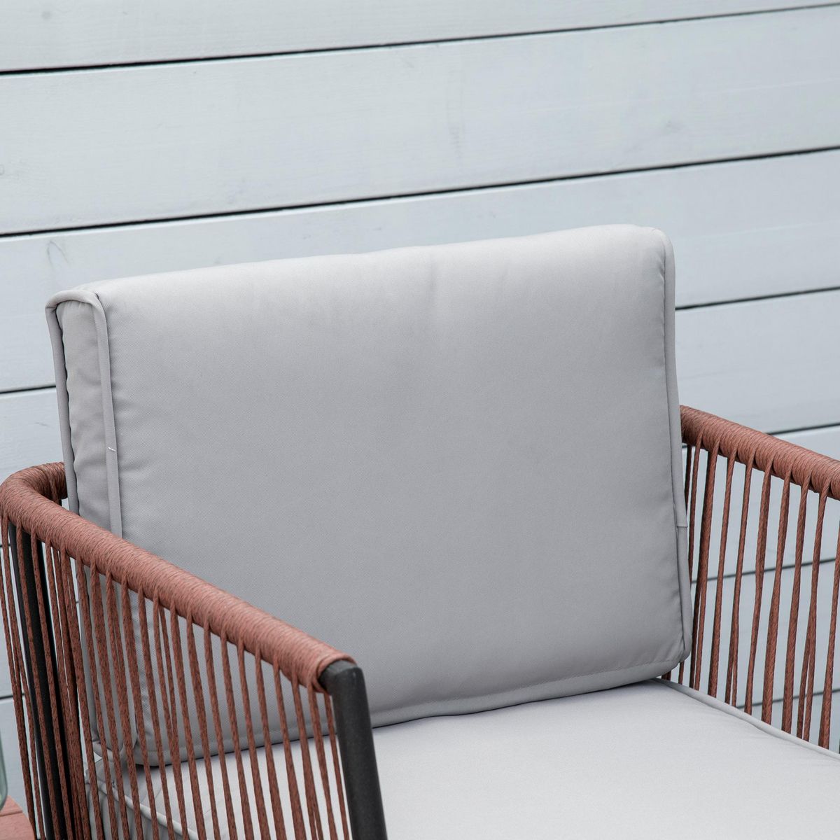 OUTSUNNY Ensemble bistro de jardin 2 places 3 pièces style contemporain coussins gris acier époxy noir résine filaire aspect rotin