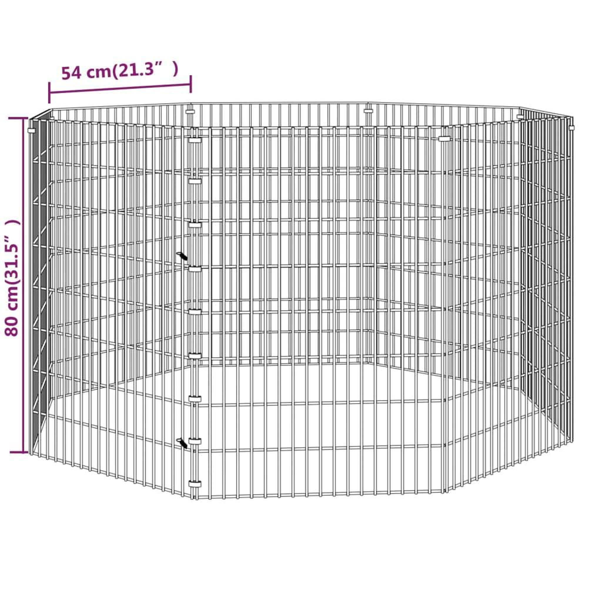 Voir la diapositive 6 : VIDAXL Enclos pour animaux en liberte 8 panneaux 54x80cm fer galvanise