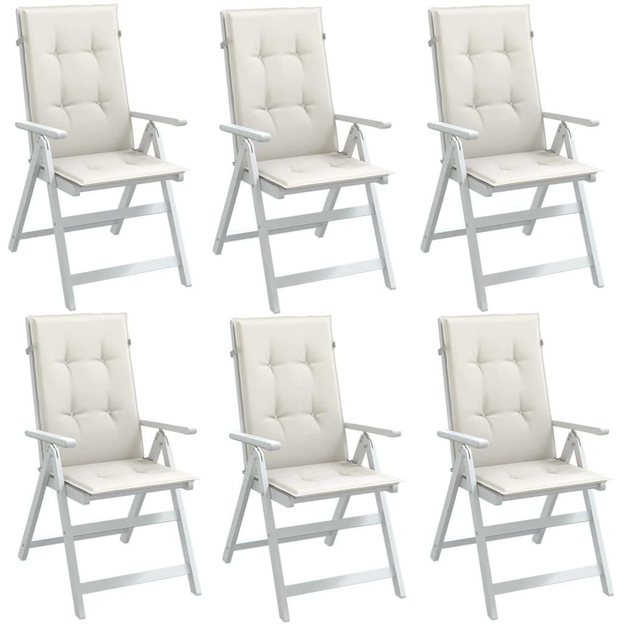 VIDAXL Coussins de chaise a dossier haut lot de 6 creme melange tissu