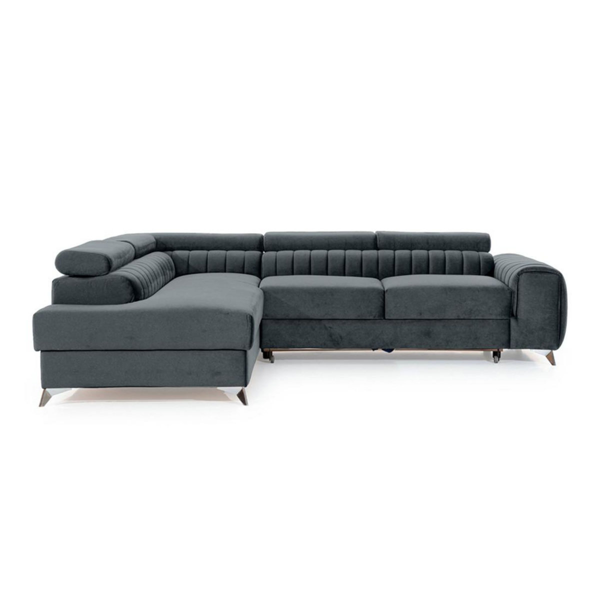 BEST MOBILIER Talisay - canapé d'angle gauche - 5 places - convertible avec coffre - en velours