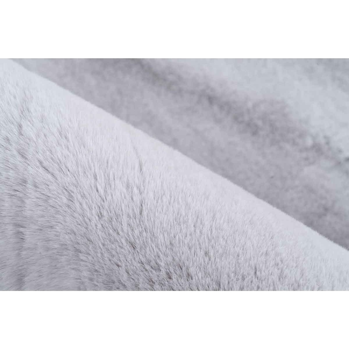 Paris Prix Tapis à Poils Longs Uni  Saika  Gris & Blanc