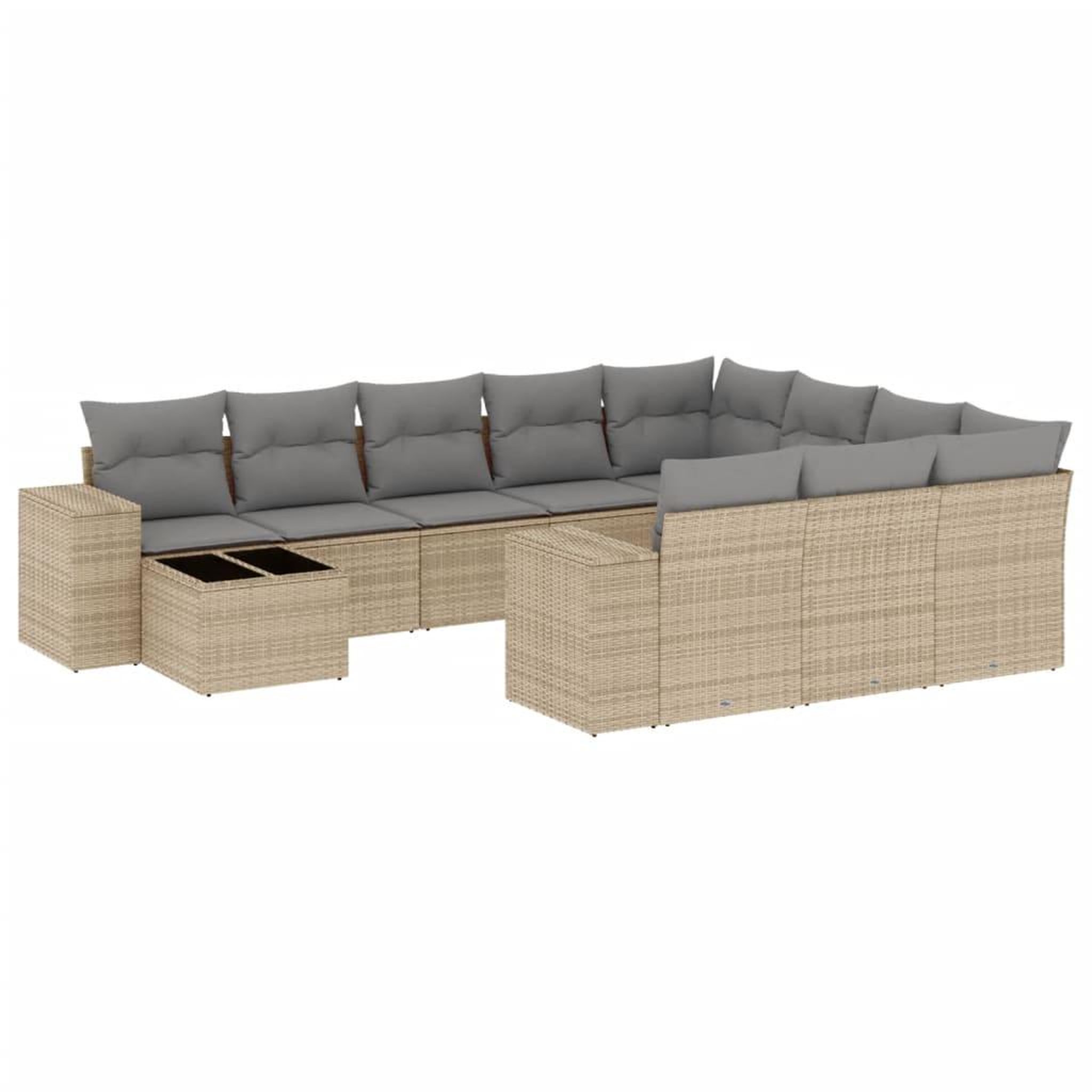 Voir la diapositive 2 : VIDAXL Salon de jardin 11 pcs avec coussins beige resine tressee