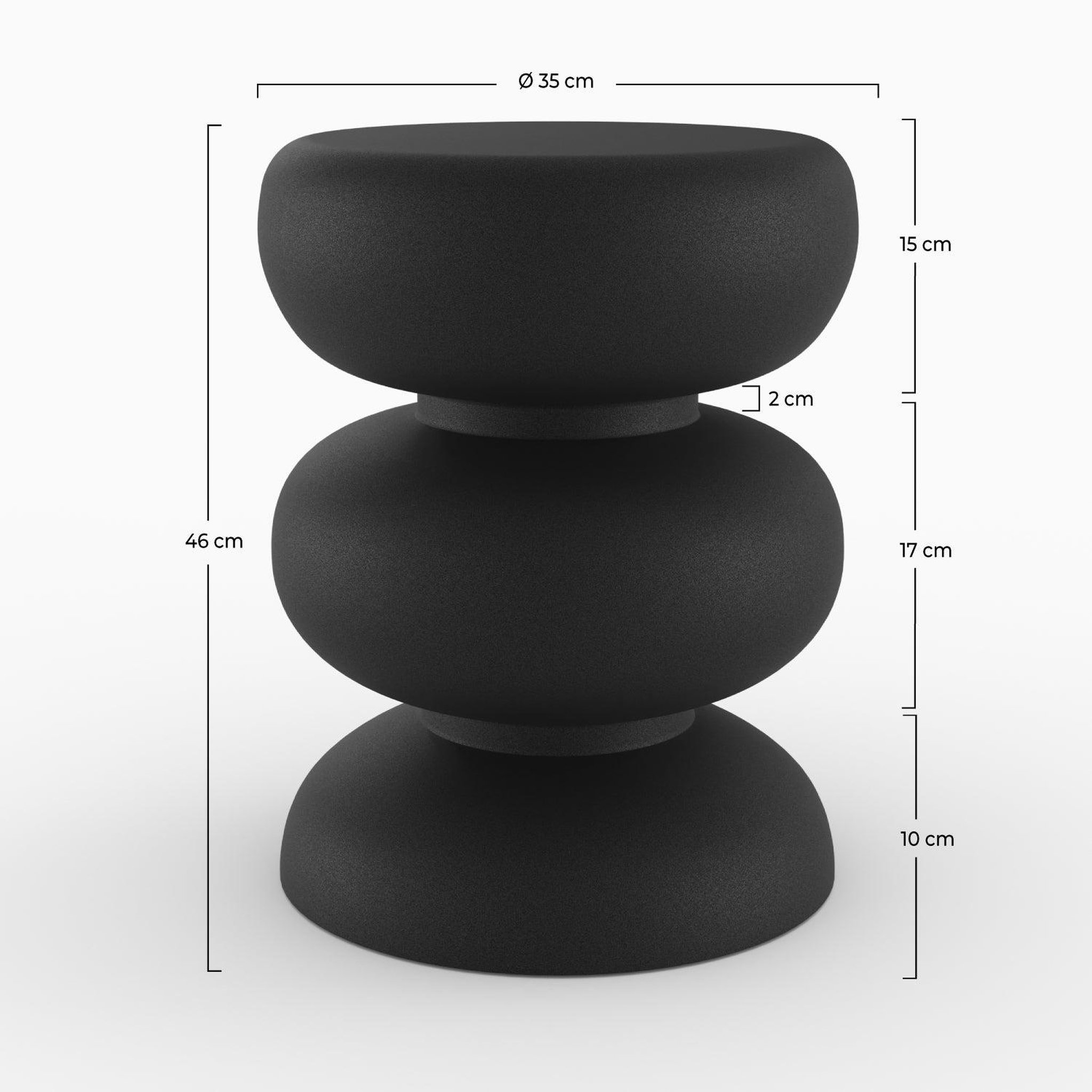 Voir la diapositive 4 : MAISON PAVANE Table d'appoint ronde en métal noir d35 cm-cléo