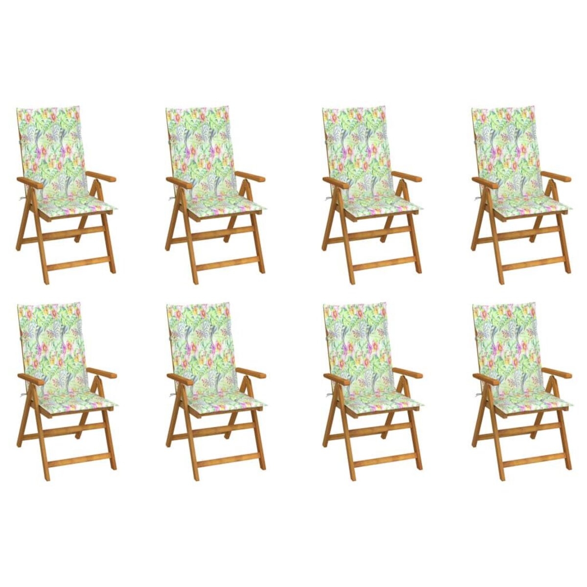 VIDAXL Chaises pliables de jardin avec coussins 8 pcs Bois d'acacia
