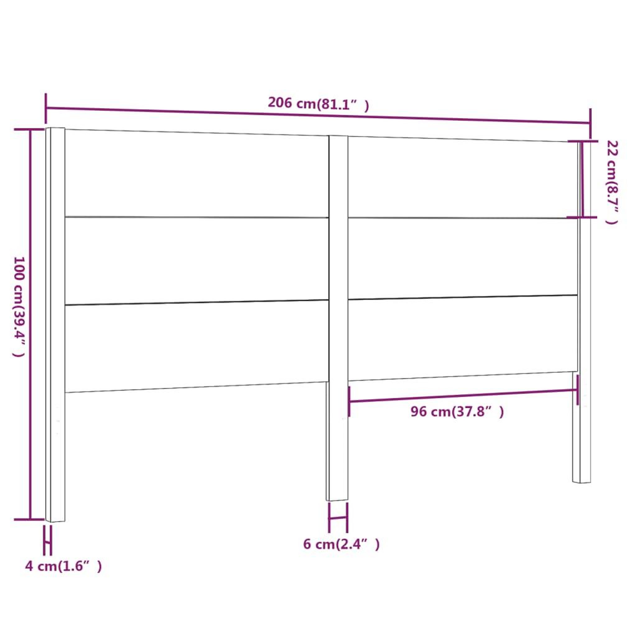 Voir la diapositive 6 : VIDAXL Tete de lit Blanc 206x4x100 cm Bois massif de pin