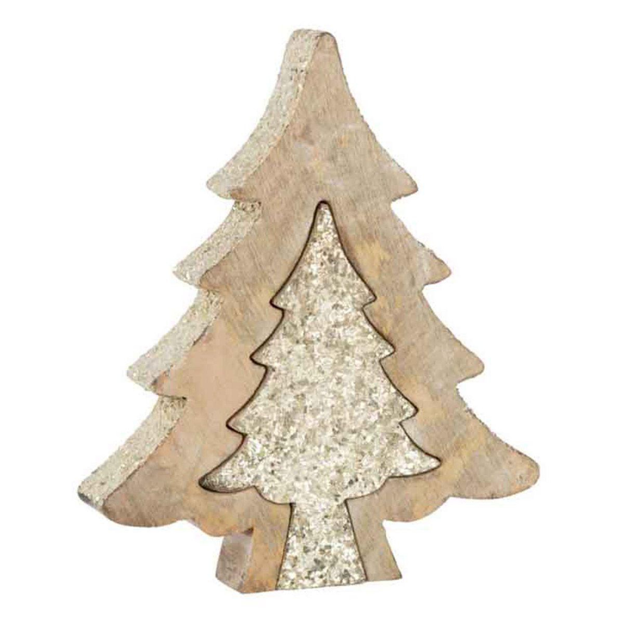 J-LINE Statuette déco  puzzle arbre de noël  30cm naturel