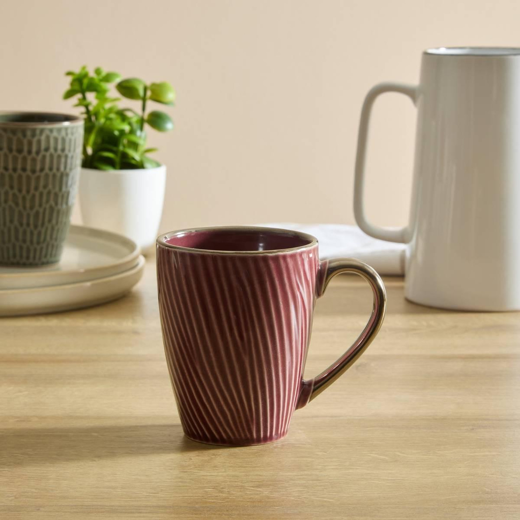Voir la diapositive 3 : SECRET DE GOURMET Lot de 6 mugs en faïence  ella  35cl rouge grenat