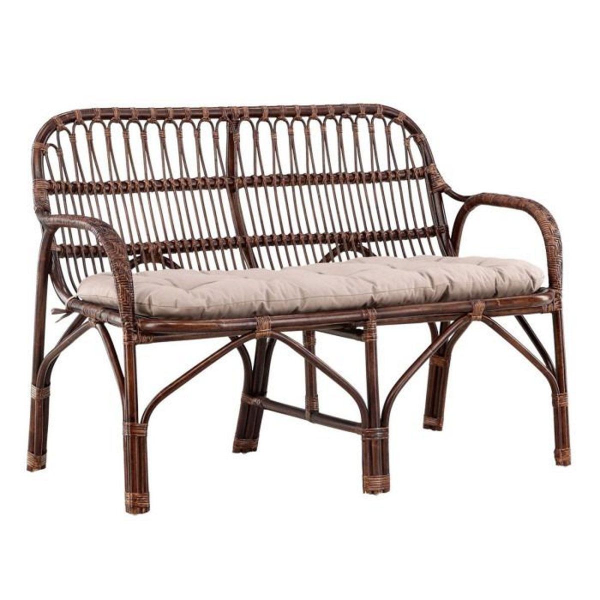 Paris Prix Canapé de Jardin 2 Places en Rotin  Nella  129cm Noyer