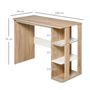 Voir la diapositive 3 : HOMCOM Bureau informatique multimédia dim. 100L x 44l x 74H cm 3 étagères latérales panneaux particules E1 chêne clair blanc