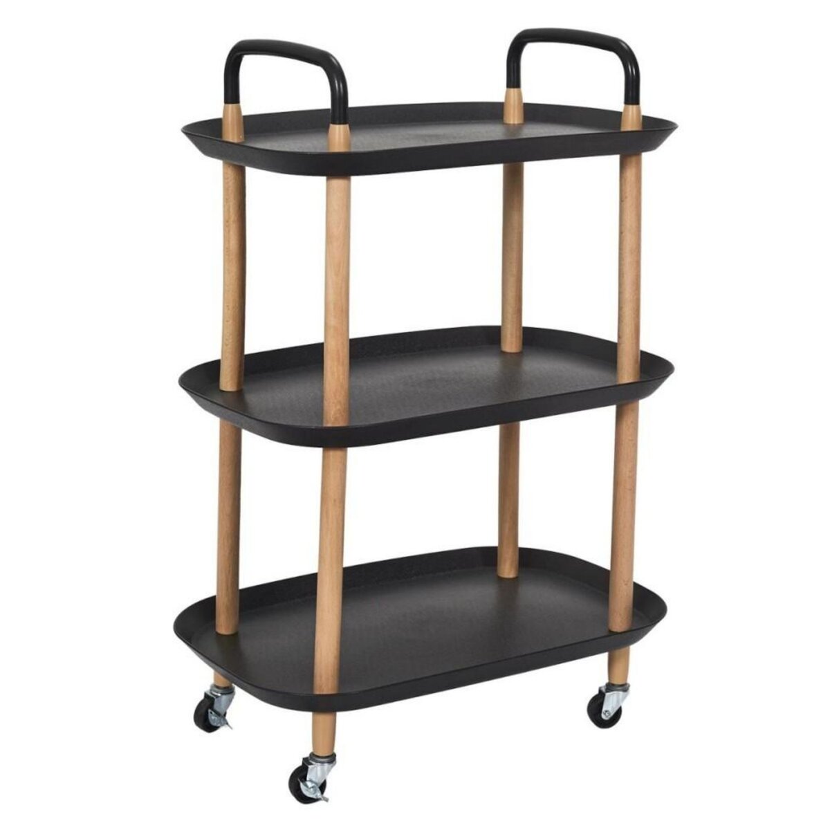The Home Deco Factory Desserte à roulettes 3 plateaux noir