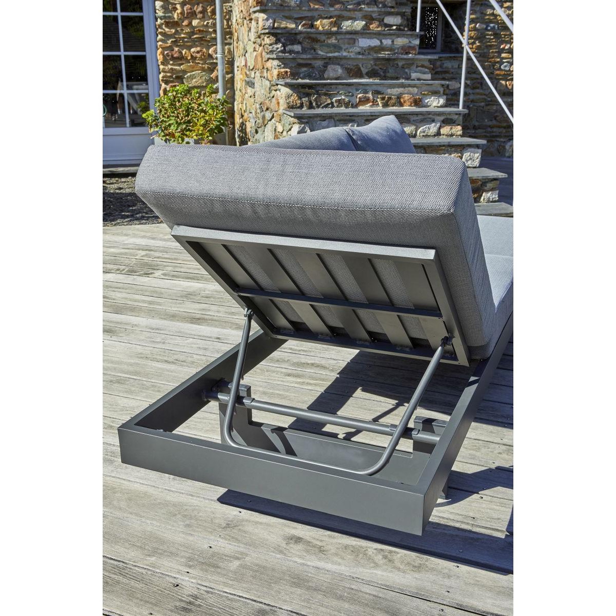 Voir la diapositive 3 : DCB GARDEN Salon d'Angle de Jardin 6 Places en Bois  Vanuatu  245cm Gris Anthracite