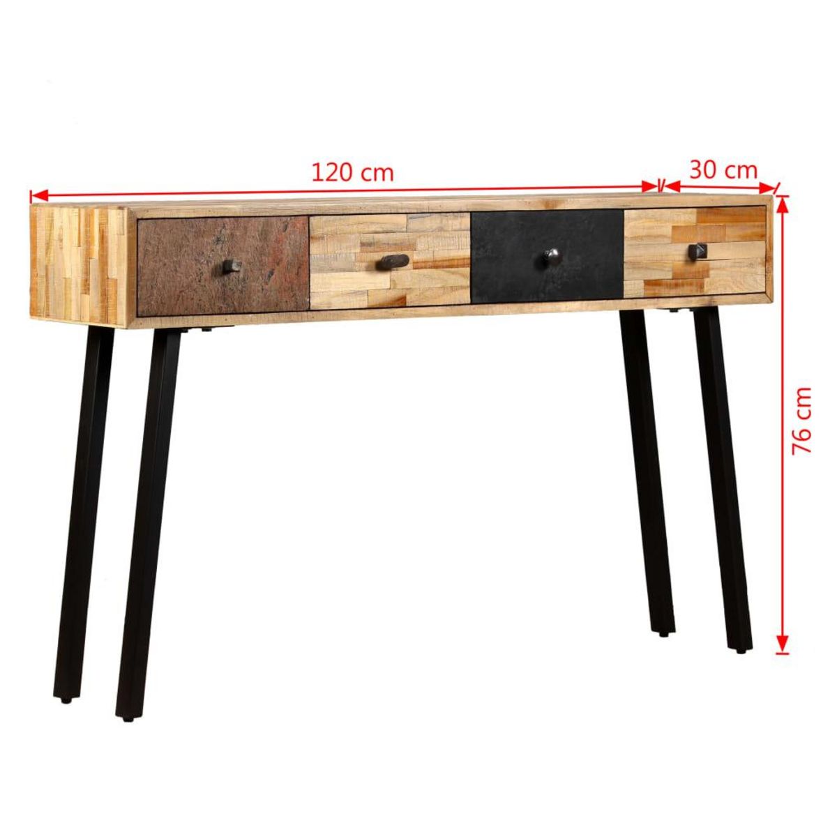 VIDAXL Table console Teck massif de recuperation 120 x 30 x 76 cm