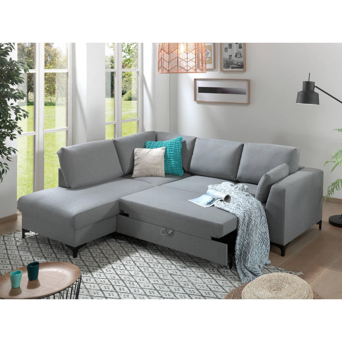 LISA DESIGN Tala - canapé d'angle gauche - convertible - 5 places - en tissu