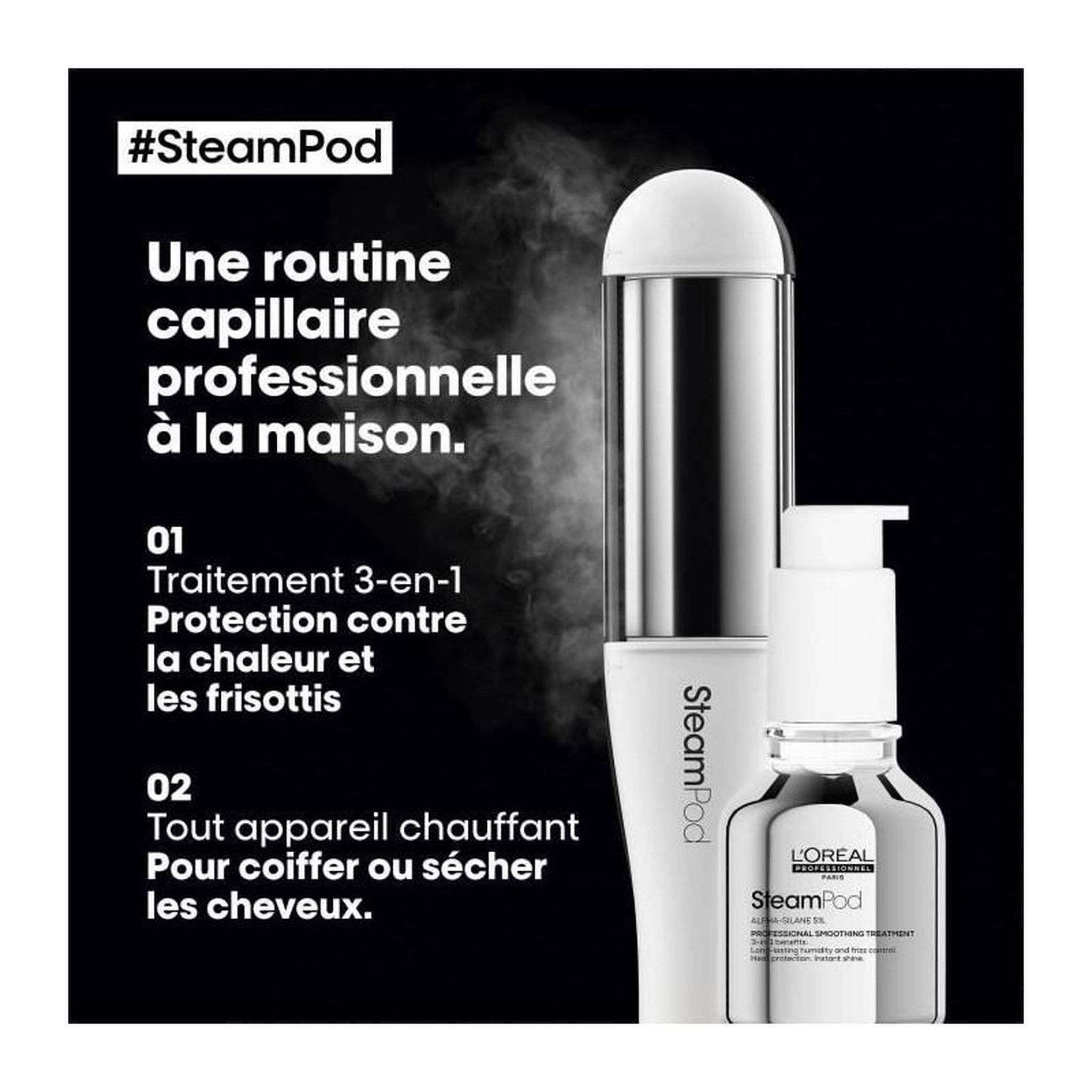 Voir la diapositive 5 : L'OREAL PROFESSIONNEL SteamPod 4 - Lisseur boucleur vapeur professionnel - L'OREAL PROFESSIONNEL - 3 Températures - Outil + Soin Lissant Concentré