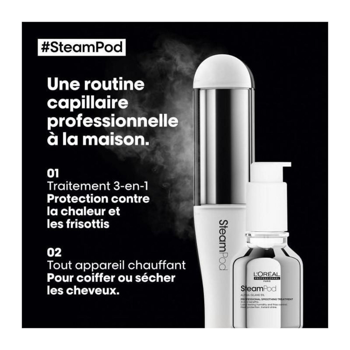 L'OREAL PROFESSIONNEL SteamPod 4 - Lisseur boucleur vapeur professionnel - L'OREAL PROFESSIONNEL - 3 Températures - Outil + Soin Lissant Concentré