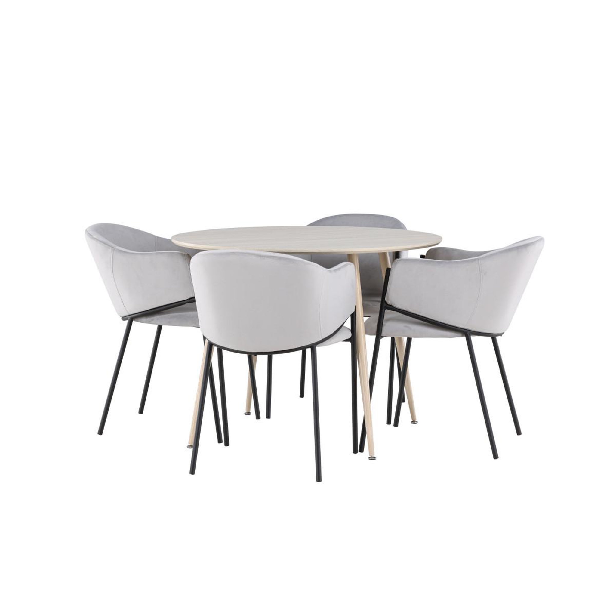 Voir la diapositive 3 : Paris Prix Ensemble table à manger & 4 chaises  plaza & evelina  100cm naturel & gris