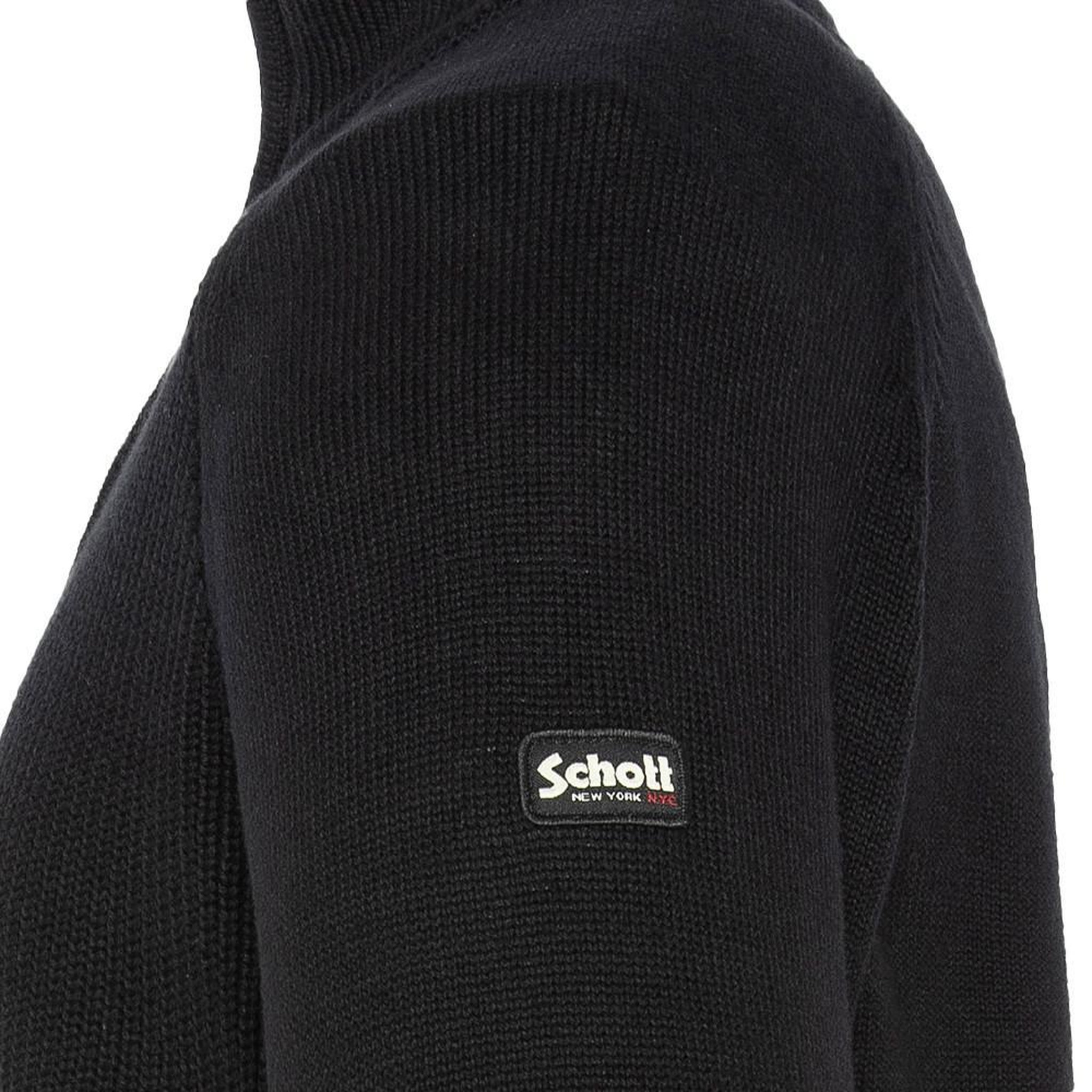 Voir la diapositive 4 : Schott Pull 1/4 zip noir homme schott plali