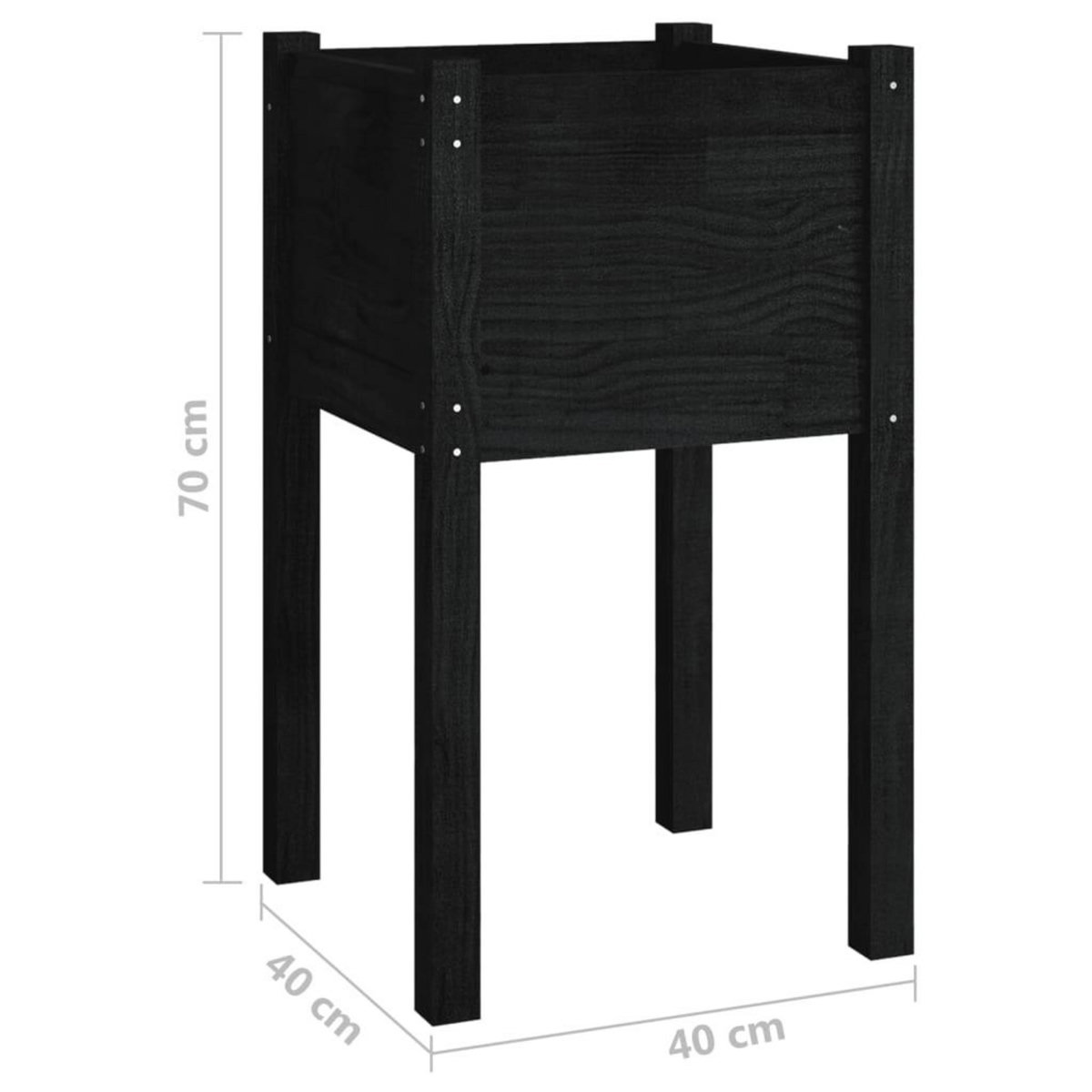 VIDAXL Jardiniere d'exterieur Noir 40x40x70 cm Bois de pin massif