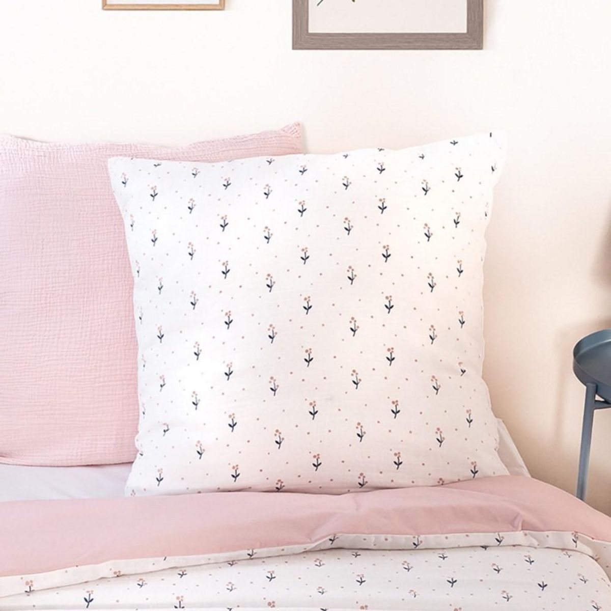 COTE DECO Housse de couette 140x200 + 1 taie LIBERTY en gaze de coton