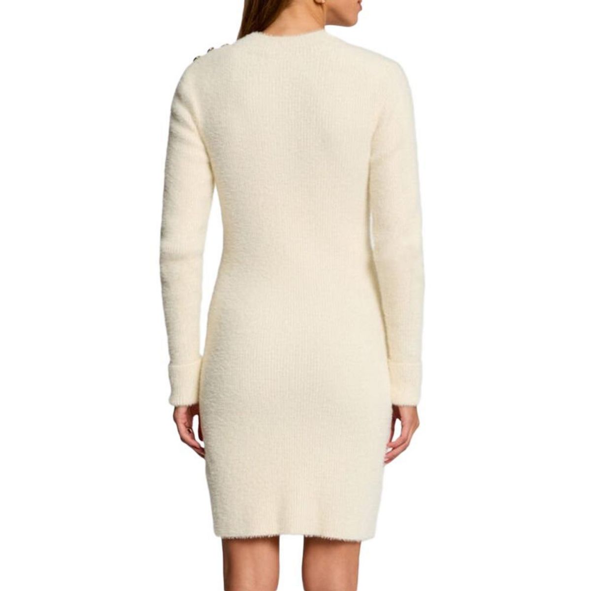 MORGAN Robe Ecru Femme Morgan Duveteuse