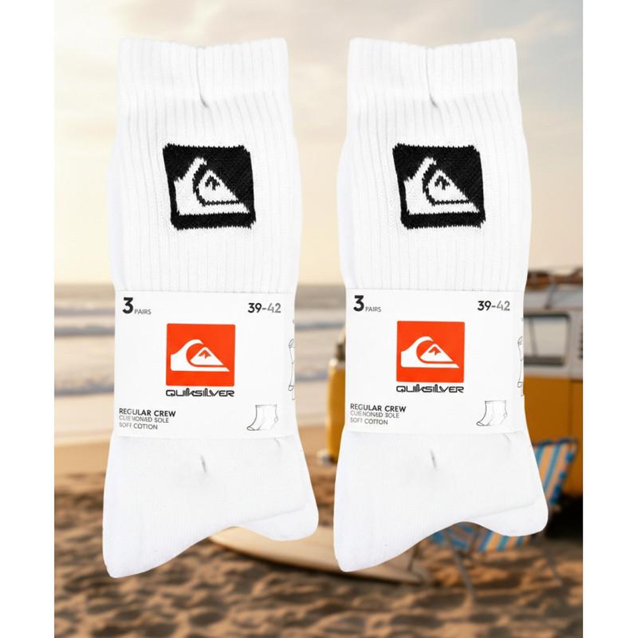 Voir la diapositive 4 : QUIKSILVER Quiksilver Pack de Chaussettes Homme Crew – Lot 6 Paires Sport Cushioned