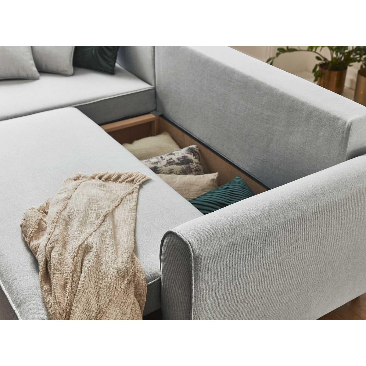 BEST MOBILIER Saphir - canapé d'angle réversible 4 places - convertible - avec coffre - en tissu