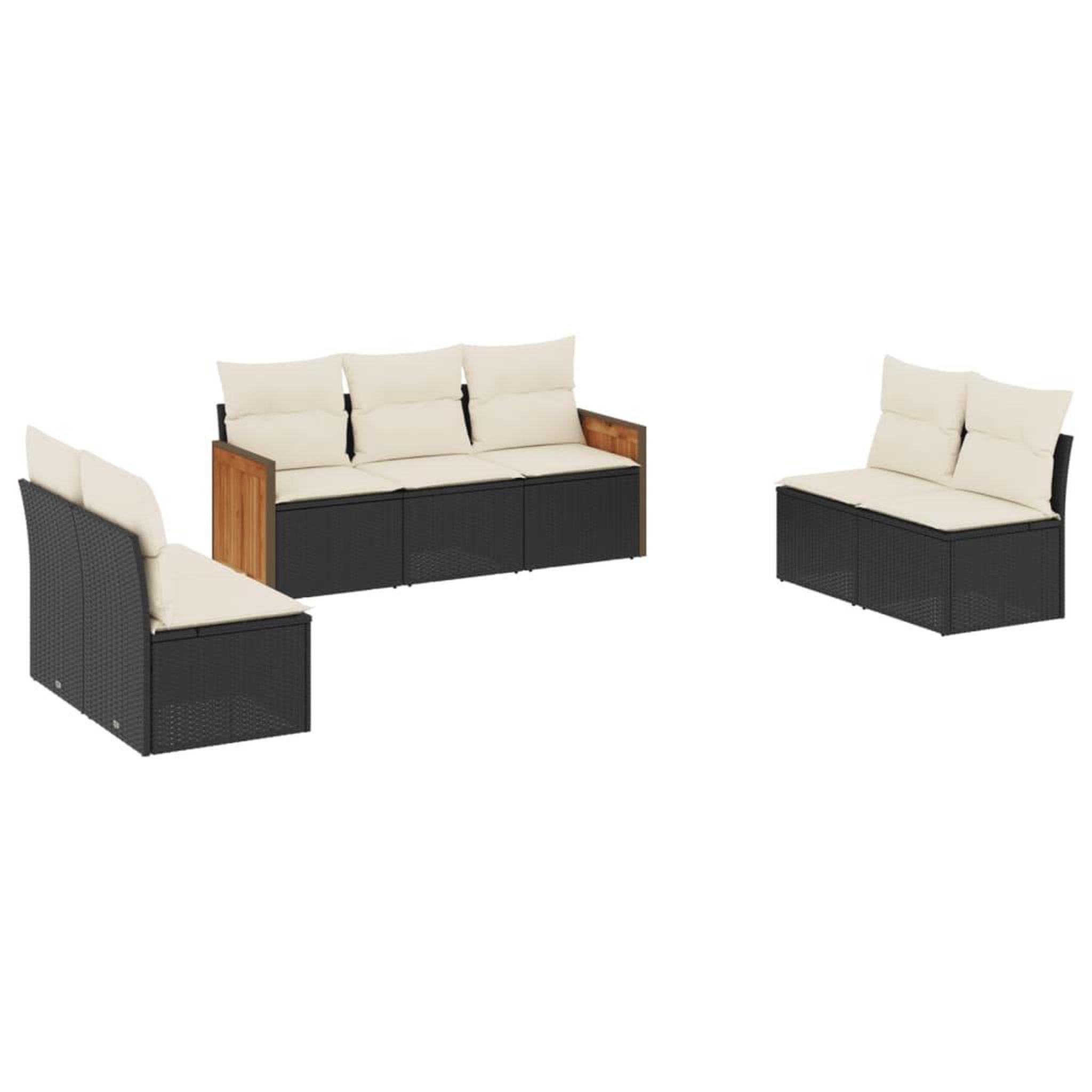 Voir la diapositive 2 : VIDAXL Salon de jardin 7 pcs avec coussins noir resine tressee