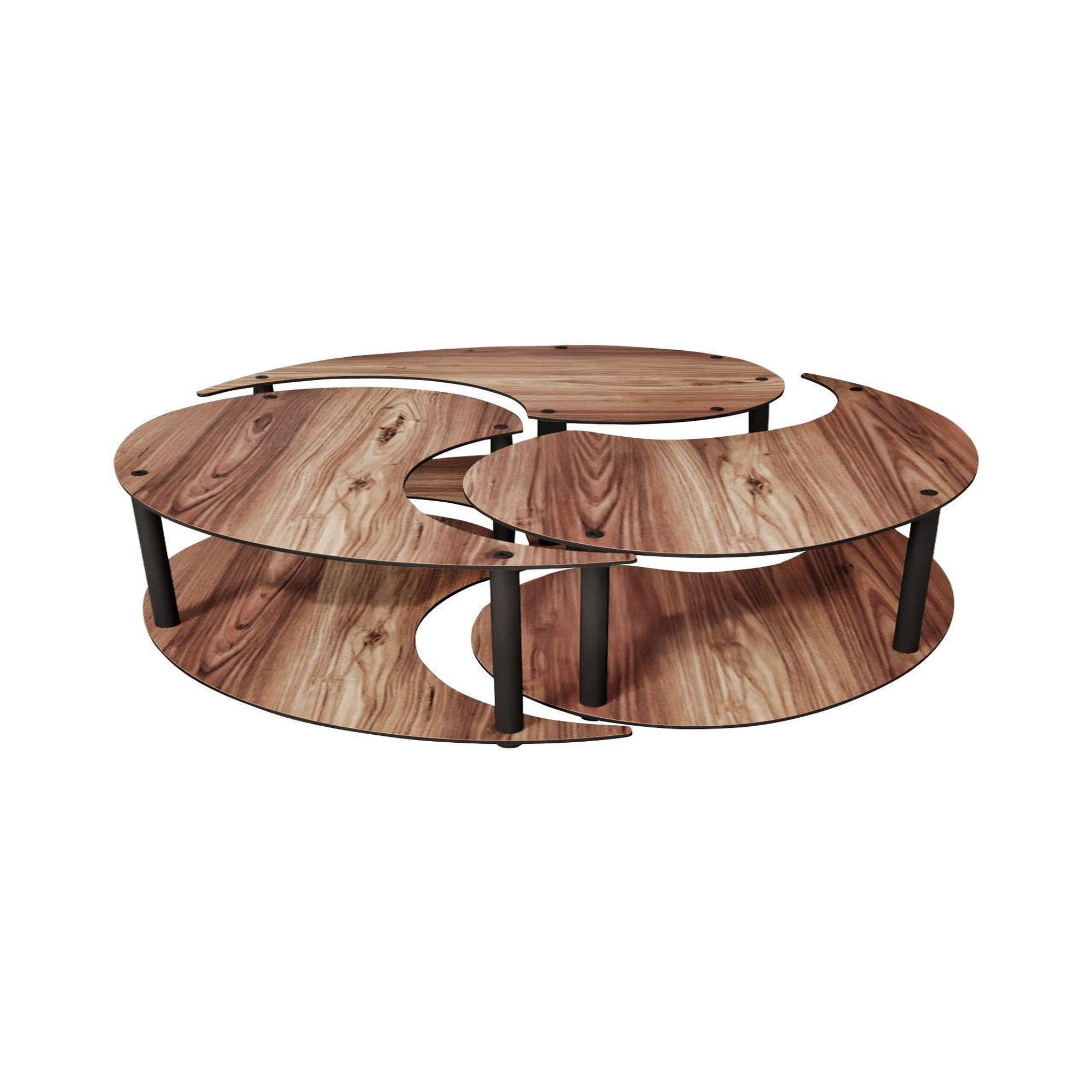 Habitat et Jardin Ensemble de table basse en bois  yin  70 x 70 x 38 cm - noyer