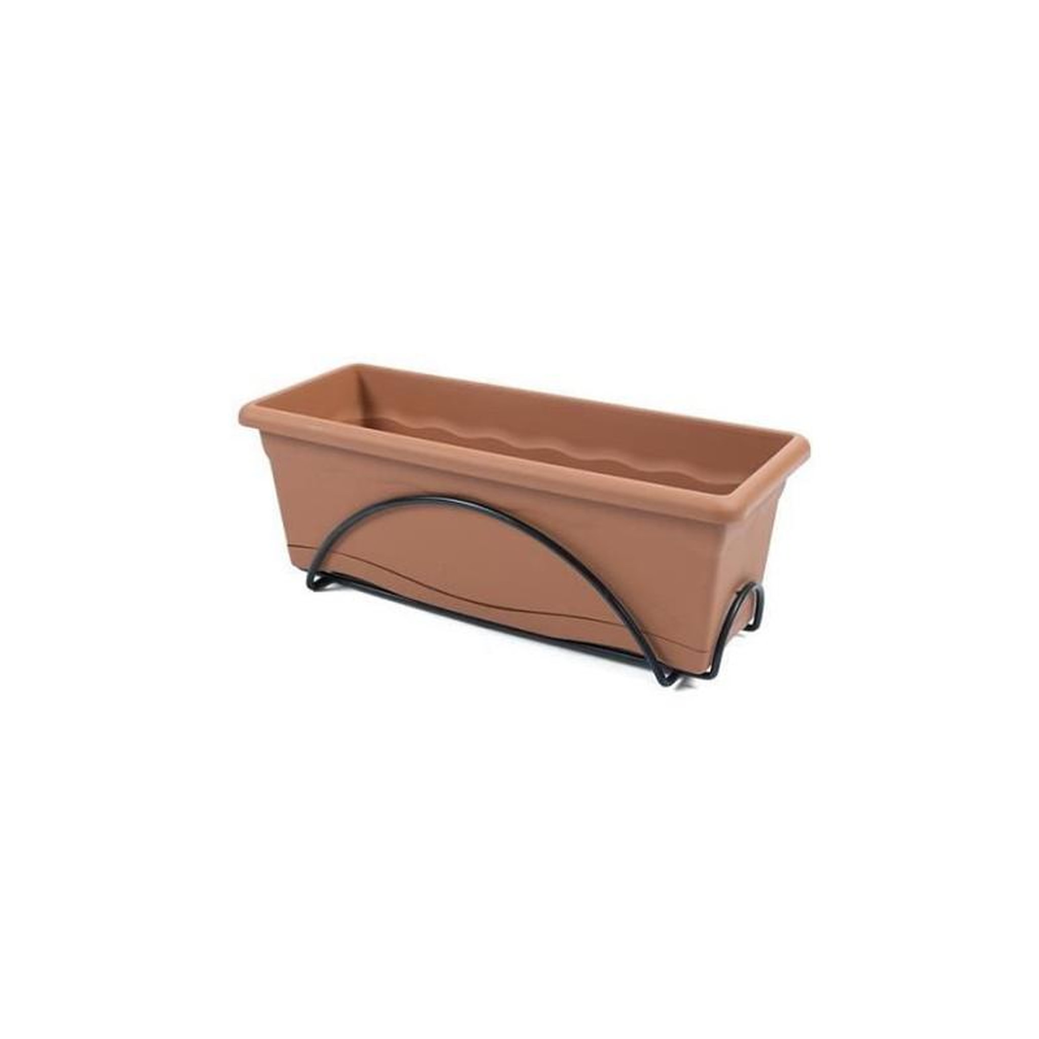PLASTIKEN PLASTIKEN Jardiniere 50x20cm avec plateau et support balcon - Terracotta