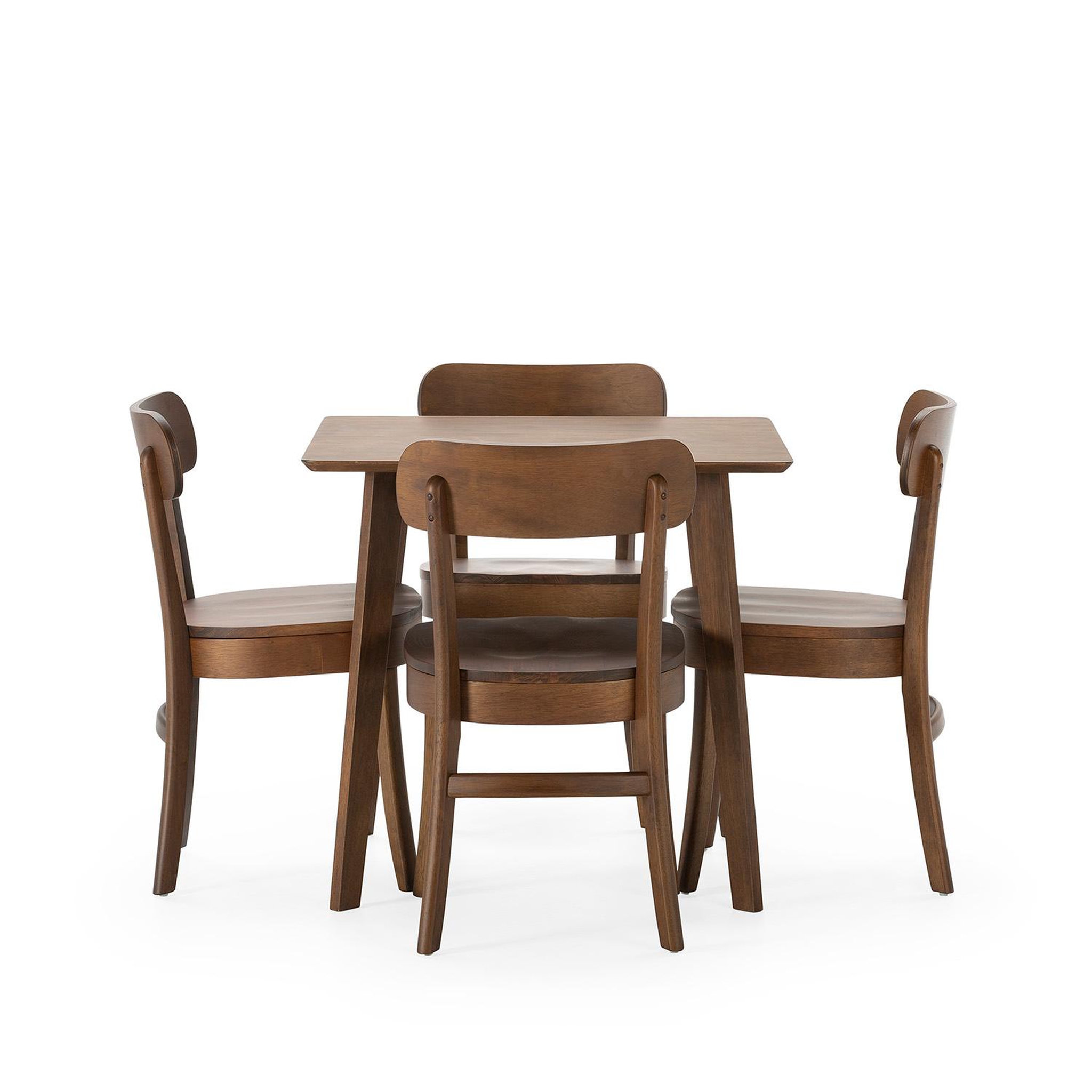 Voir la diapositive 3 : VS VENTA-STOCK Ensemble table 80x80 cm et 4 chaises de salle à manger Nala Noyer
