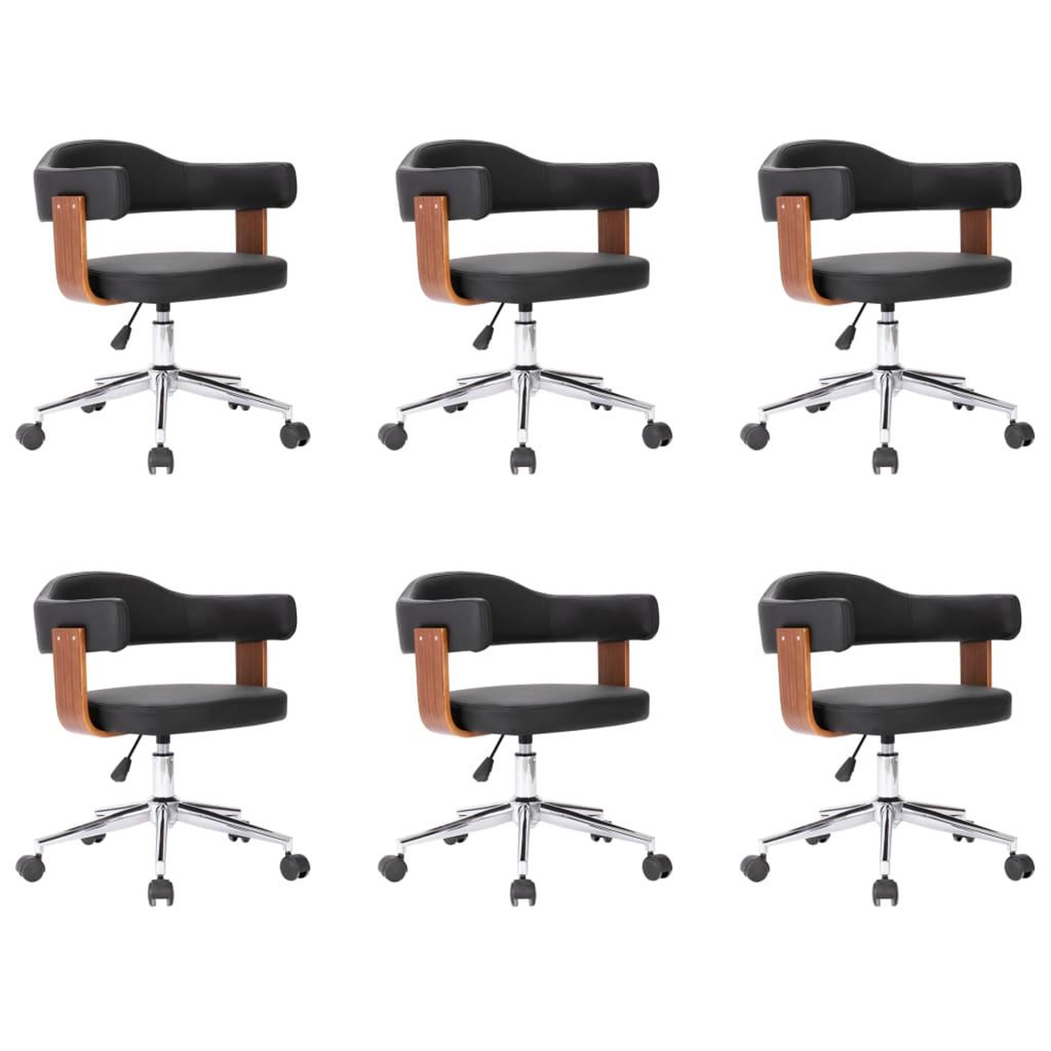 Voir la diapositive 2 : VIDAXL Chaises pivotantes a manger lot de 6 bois courbe et similicuir
