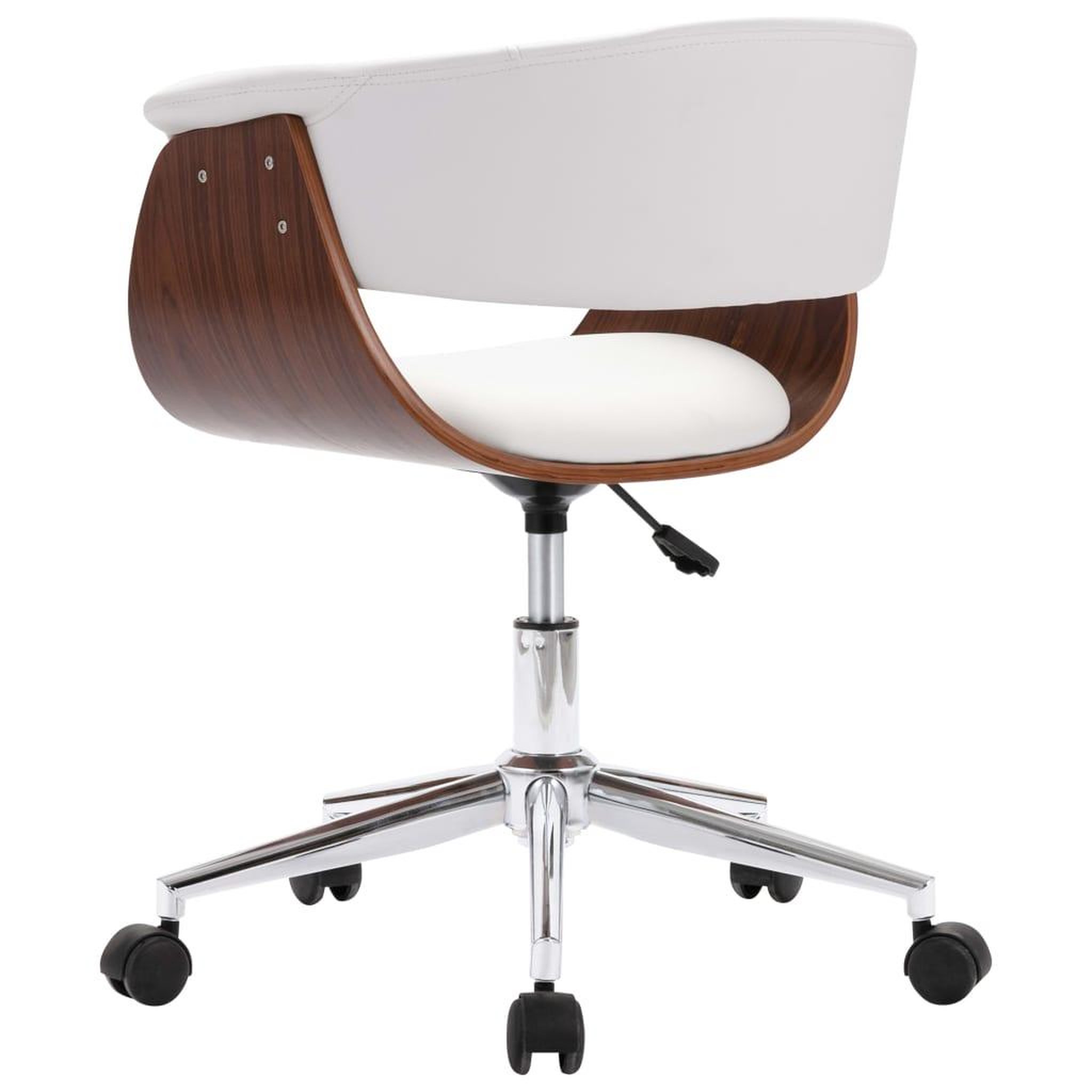 Voir la diapositive 5 : VIDAXL Chaise pivotante de bureau Blanc Bois courbe et similicuir