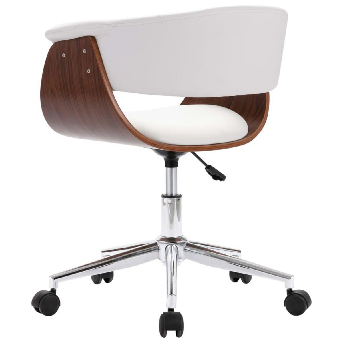 VIDAXL Chaise pivotante de bureau Blanc Bois courbe et similicuir