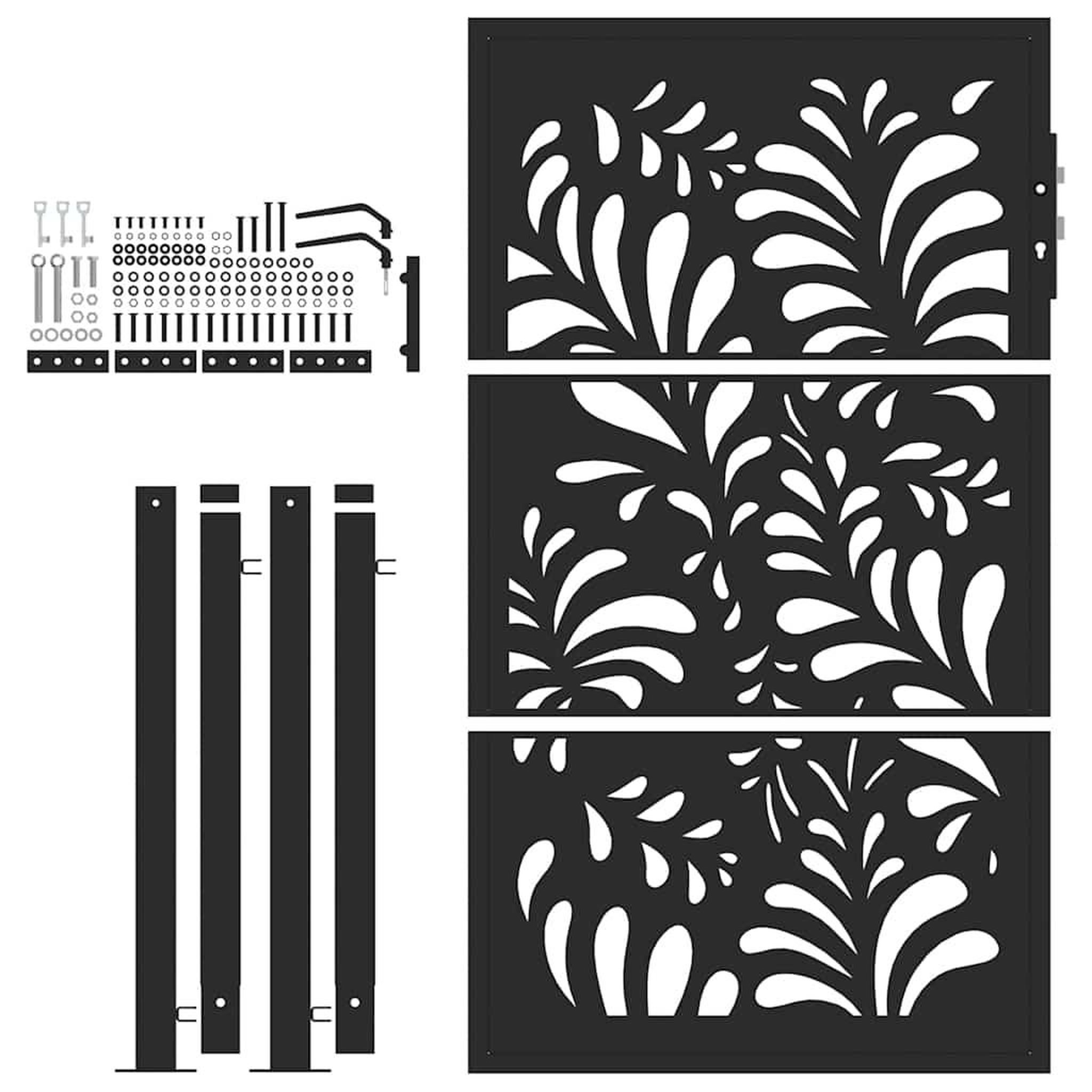 Voir la diapositive 4 : VIDAXL Portail de jardin noir 105x155 cm acier conception de vagues