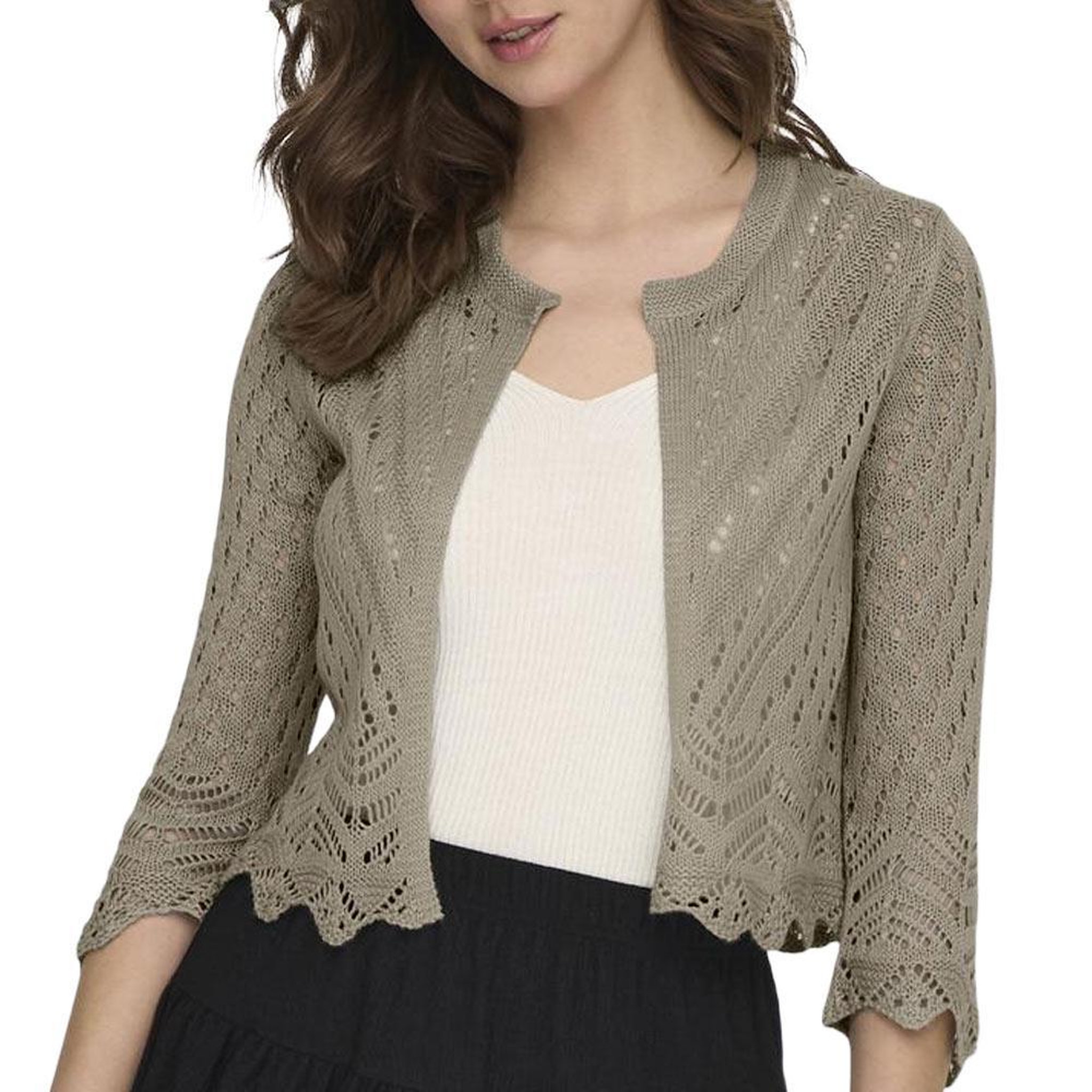 JACQUELINE DE YONG Cardigan Marron Femme JDY Sun 3/4 Cropped. Coloris disponibles : Marron