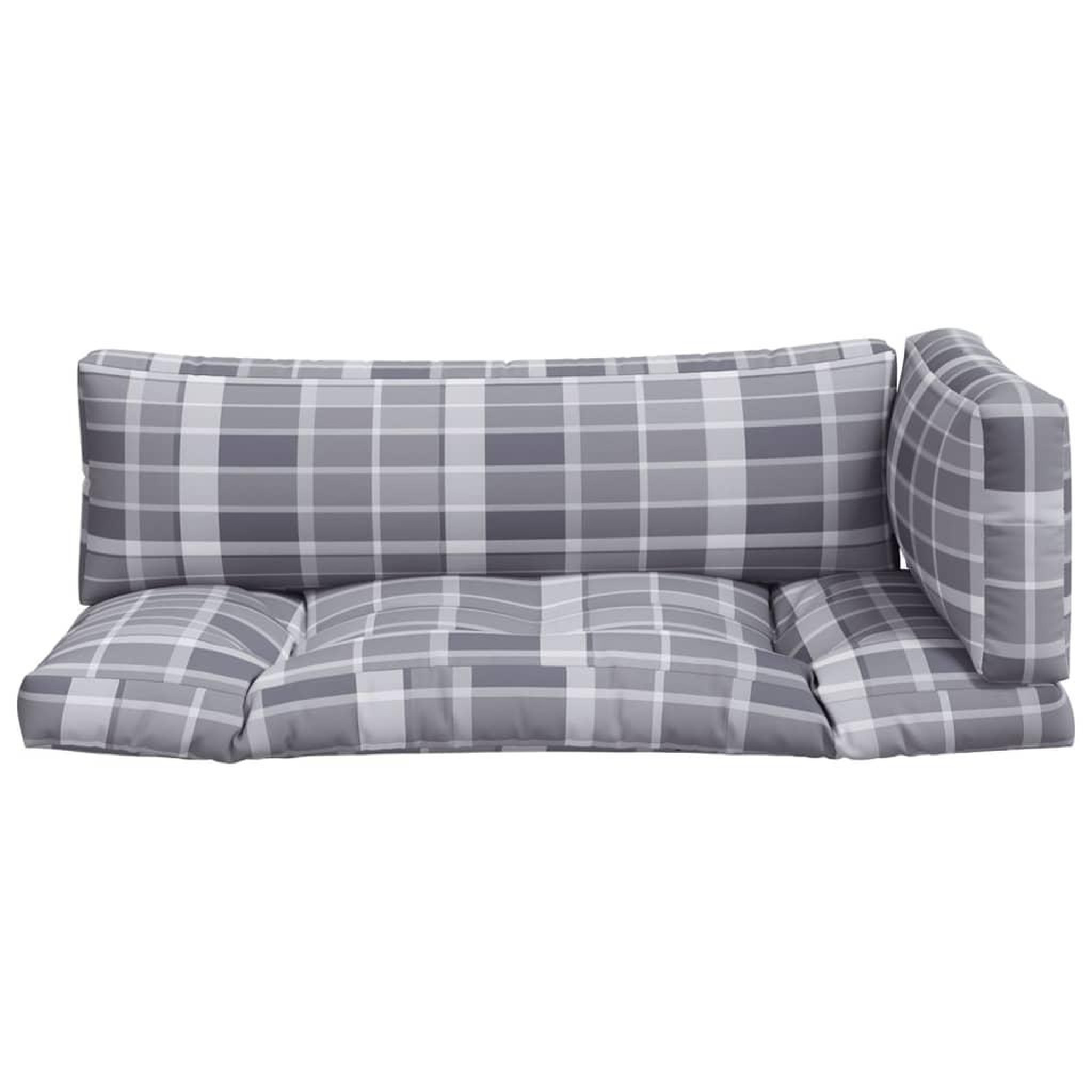 Voir la diapositive 4 : VIDAXL Coussins de palette lot de 3 motif a carreaux gris tissu