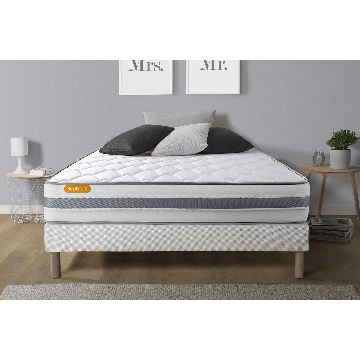 SEPTNUITS Matelas + sommier Memo Spring Ressorts ensachés 3 zones de confort MAXI épaisseur