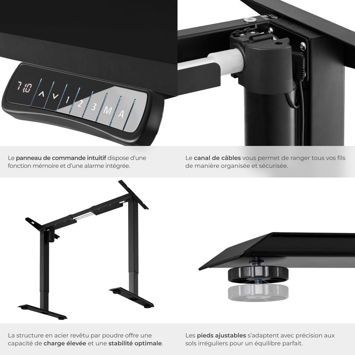 tectake Bureau assis debout avec réglage électrique de la hauteur