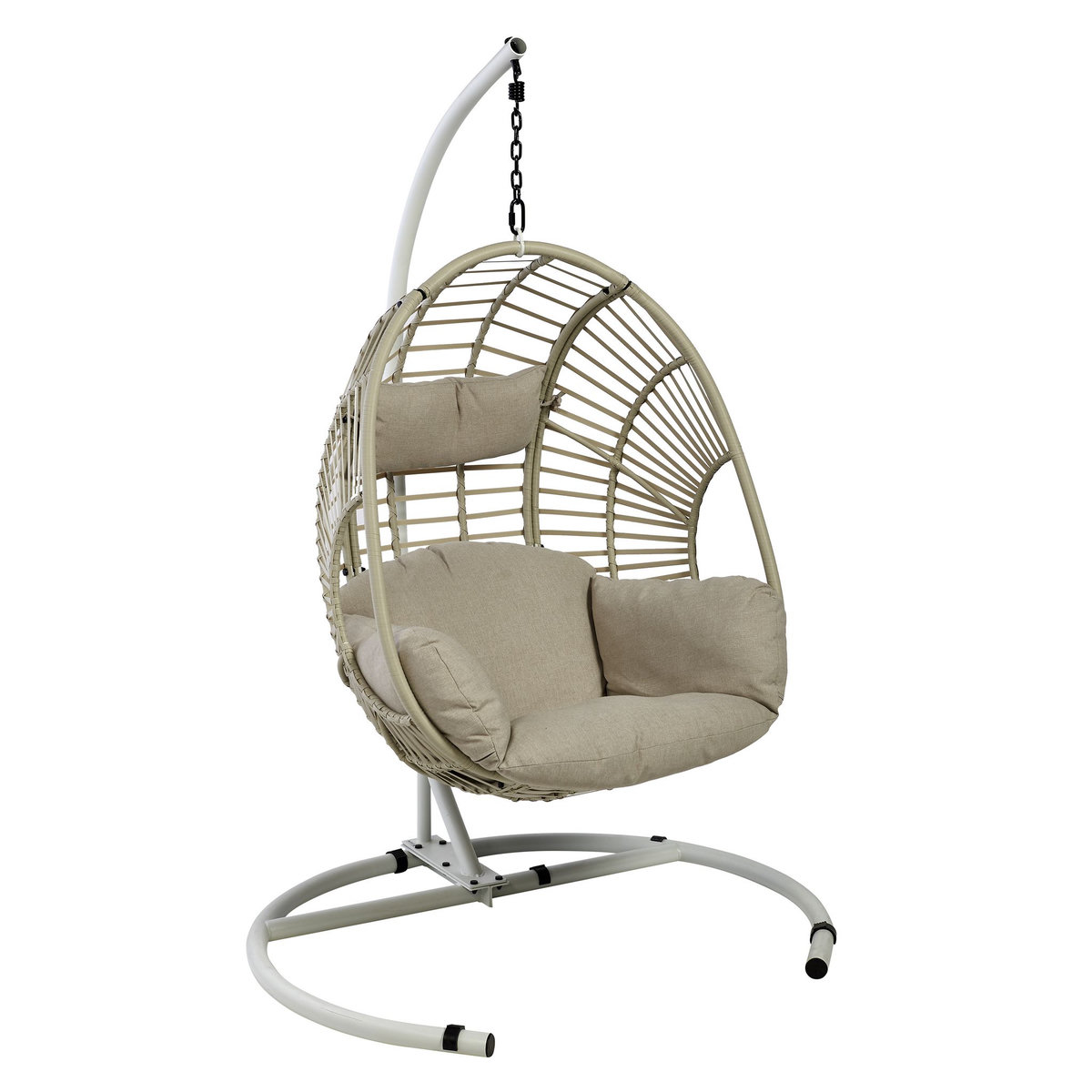 GARDENSTAR Fauteuil oeuf suspendu de jardin - Acier - Beige - 122x120x188cm