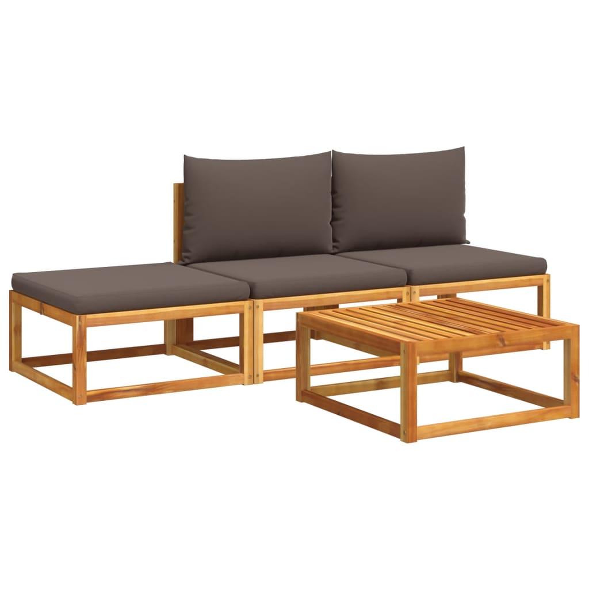 Voir la diapositive 2 : VIDAXL Salon de jardin avec coussins 4 pcs bois d'acacia massif