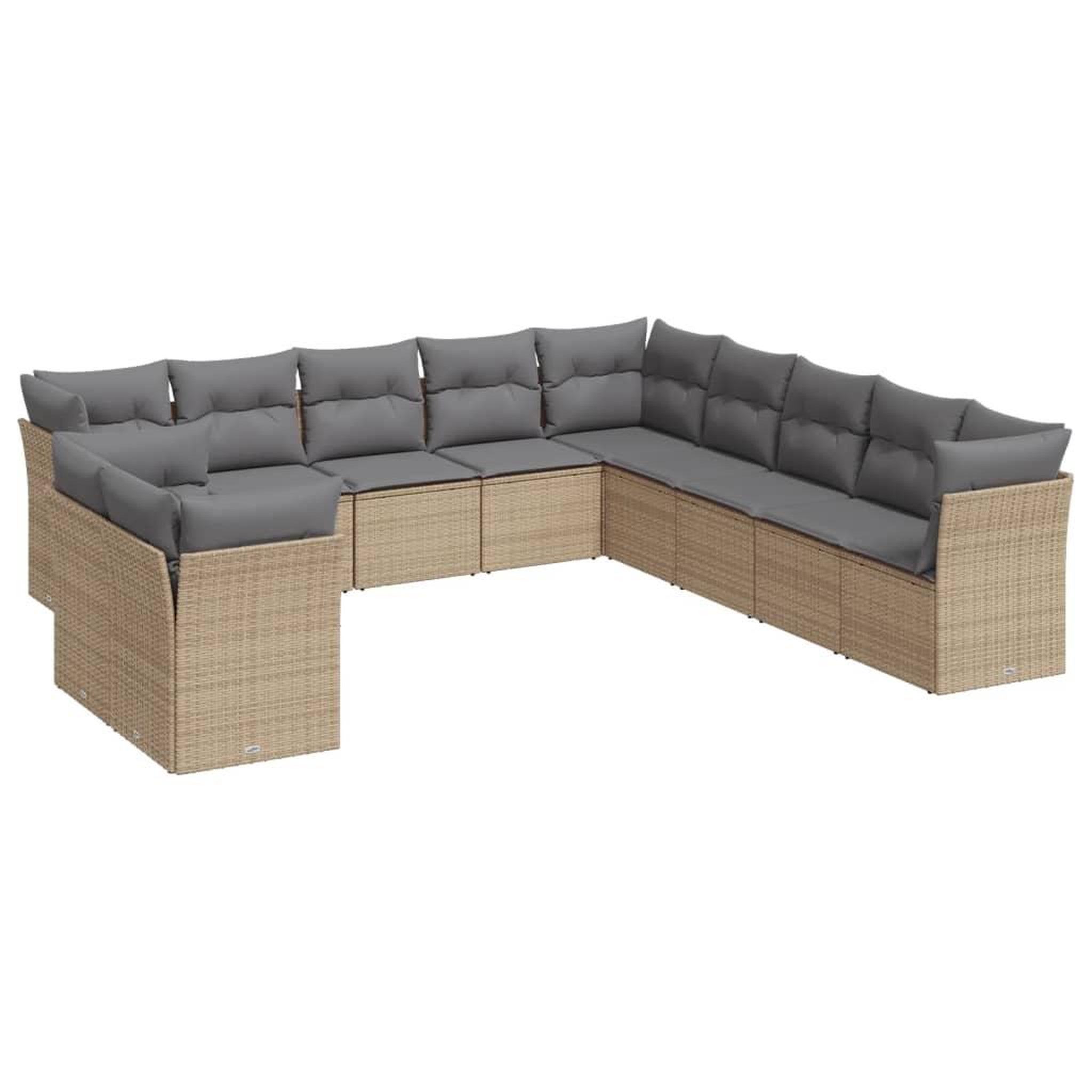 Voir la diapositive 2 : VIDAXL Salon de jardin 11 pcs avec coussins beige resine tressee