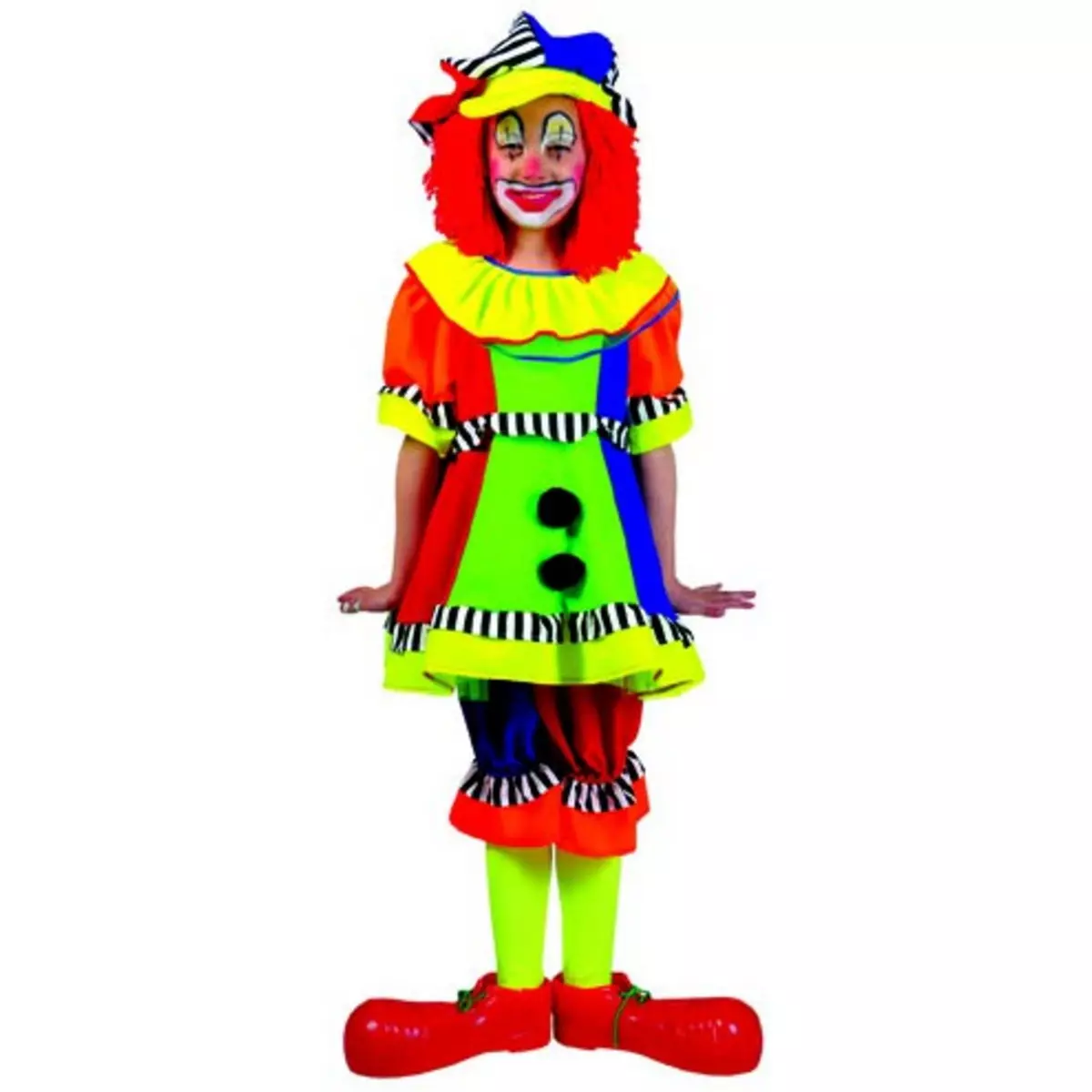 FUNNY FASHION Deguisement Carnaval : Costume Olivia Le Clown - 4/6 ans (104 à 116 cm)