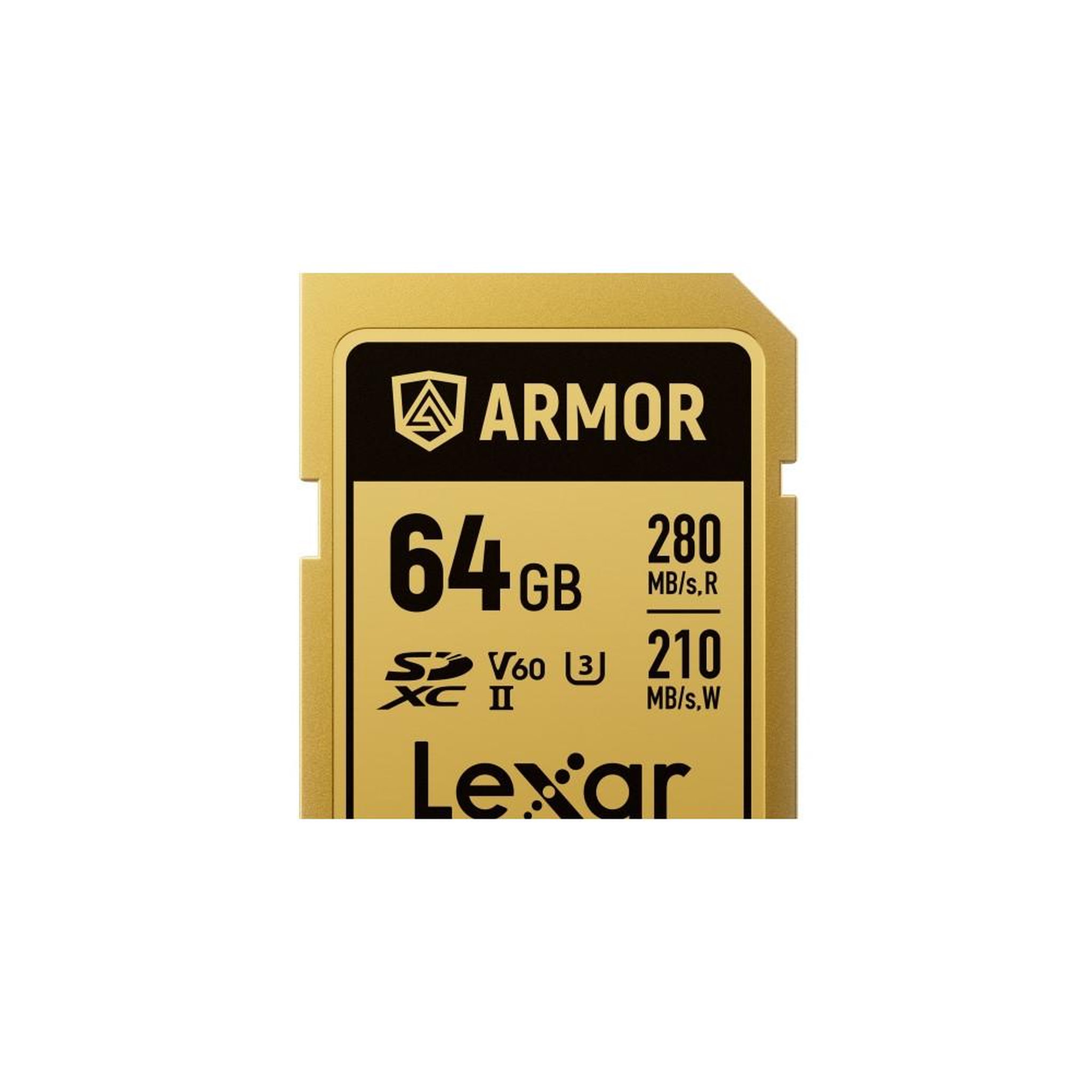 Voir la diapositive 1 : Lexar Lexar armor gold carte sdxc 64 go uhs-ii u3 v60 ip68 or, 280/210 mo/s